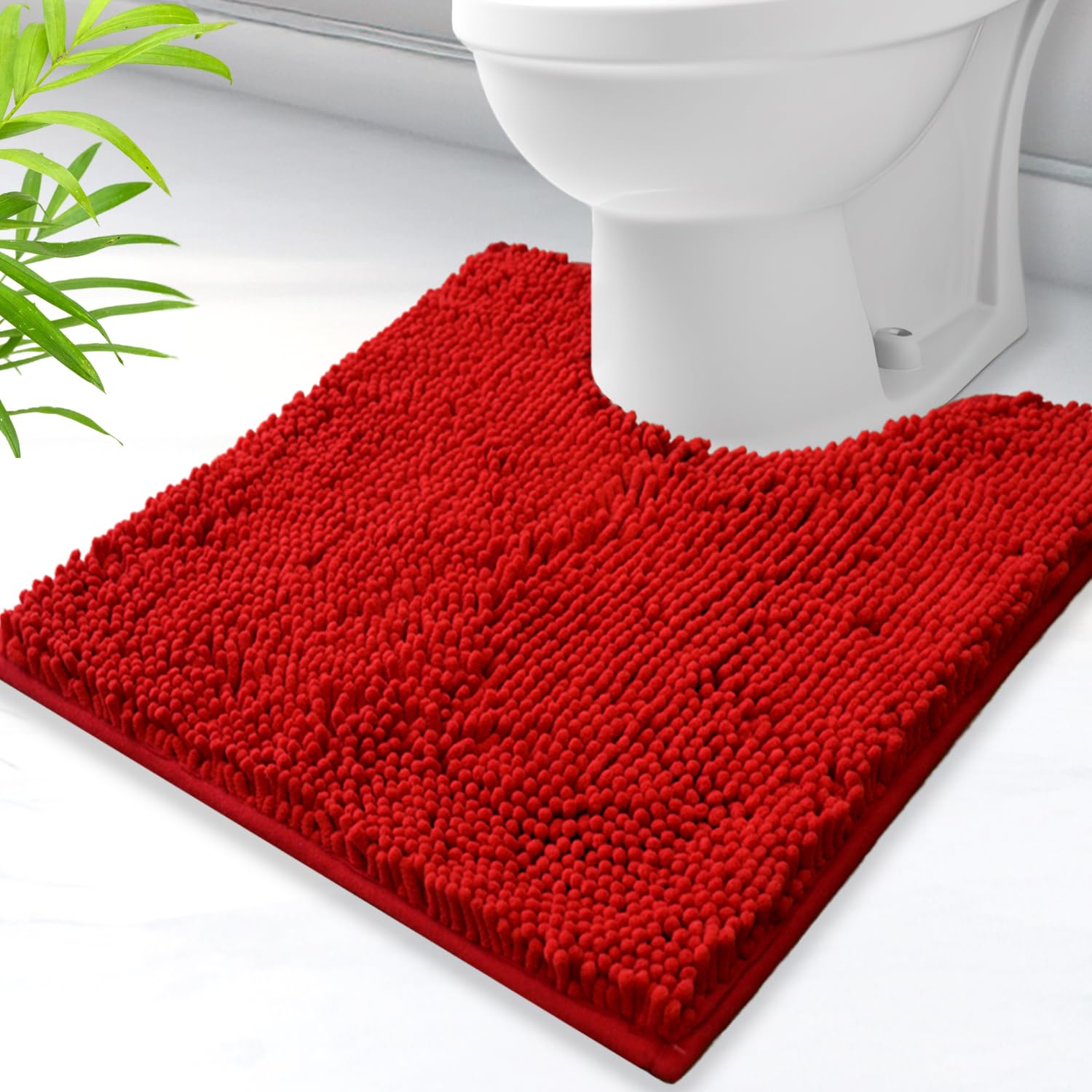 AINAHYVA Toilet Rugs U-Shaped,Super Absorbent Chenille Bathroom Rugs and Strong PVC Non-Slip Backing for Toilets Rug Set,Machine Washable,Bath Mats