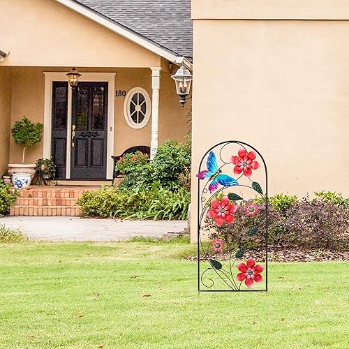 Miniatura 4 de YEAHOME Estacas decorativas de jardín de 34 pulgadas, decoración de jardín al aire libre, mariposas de flores de metal, decoración de jardinería de