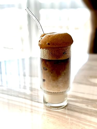 Miniatura 8 de N-FUL - Vasos acanalados de vidrio acanalado de 11 onzas, juego de 4 vasos de cristal vintage Nomad, vasos de cóctel, agua, taza de café helado,