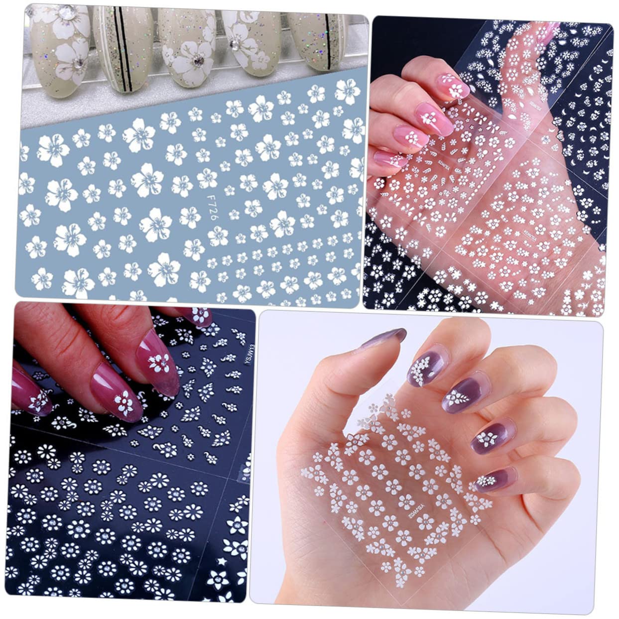 PACKOVE 5 Set Adesivi Per Unghie Fiori Delicati Stickers Per Decorazione Unghie Autoadesivi Nail Art Per Manicure Diy Per Casa E Salone Per Amanti Della Nail Art 30 Fogli*5