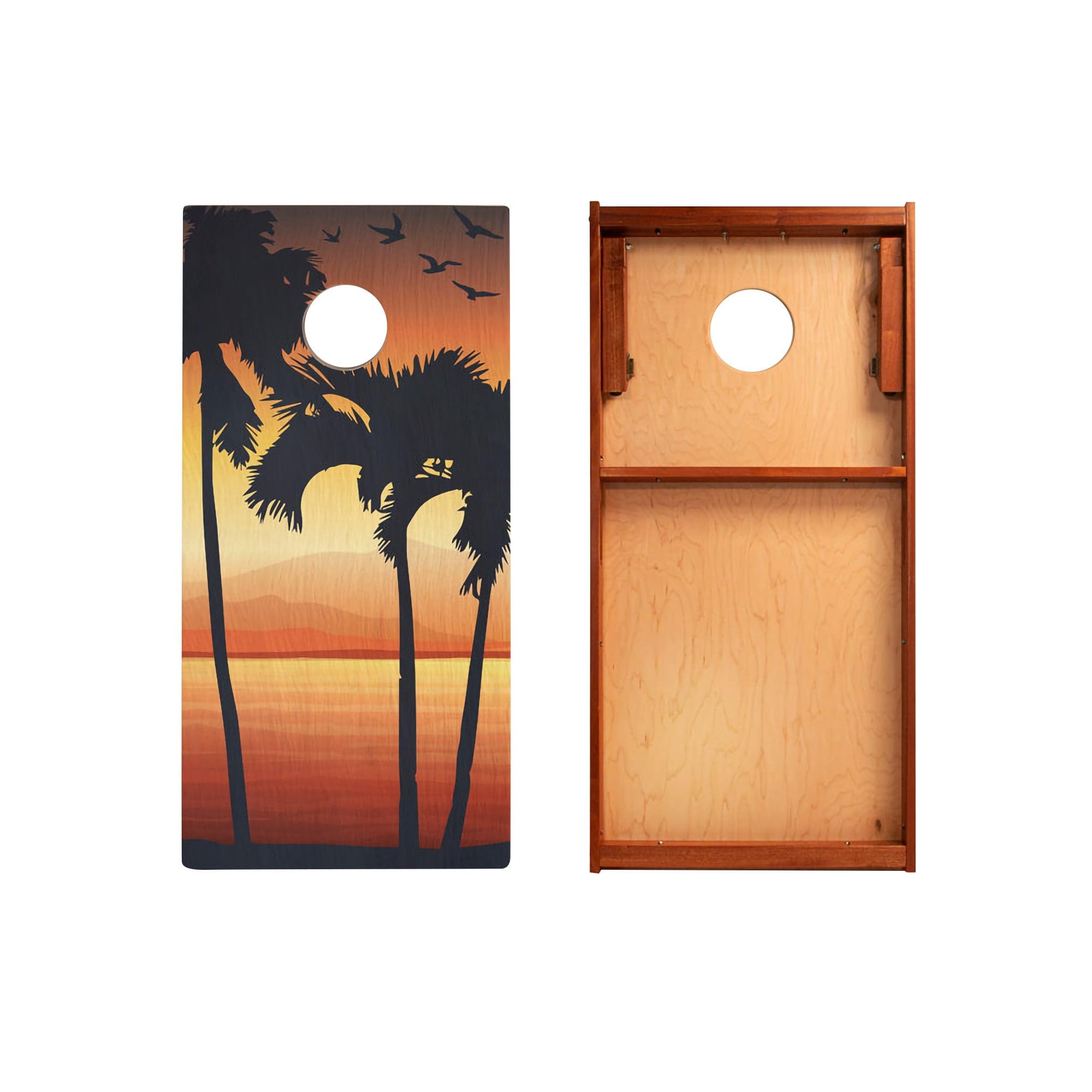 Skip's Garage Virgin Islands Waterproof Cornhole Boards - Includes (2) Boards (Resin Bags) + (1) Case & (2) Edge Lights