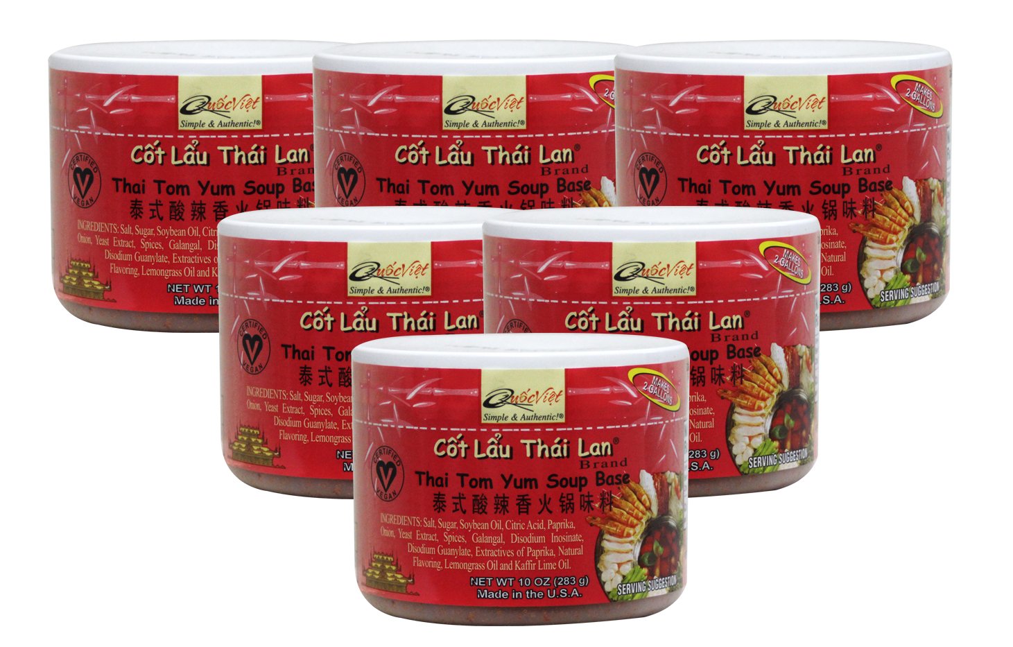 Quoc Viet Foods Soup Base, 10 oz jar (Thai Tom Yum, 6 Packs)