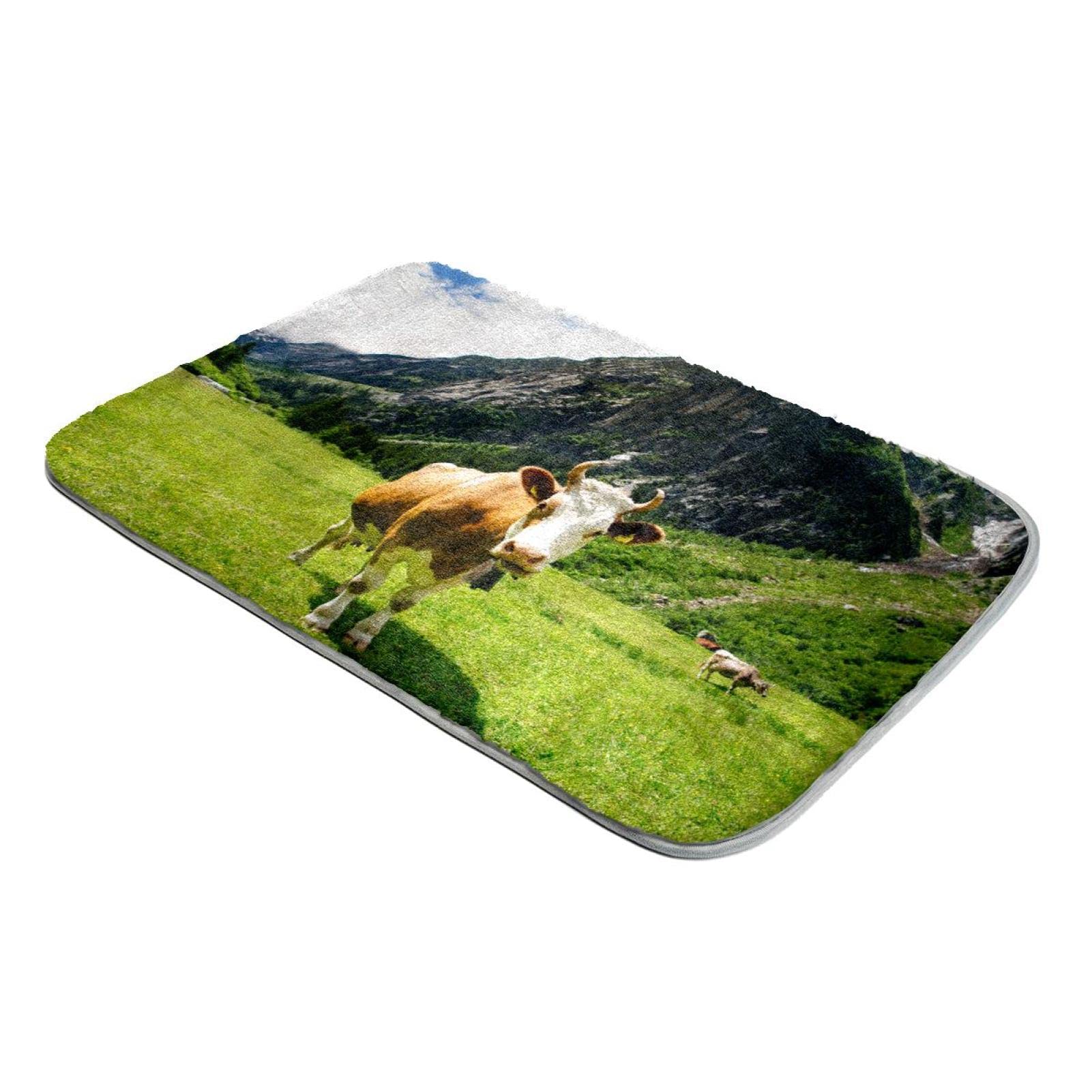 Tapis fausse fourrure de vache vert grazin pour un salon style prairie