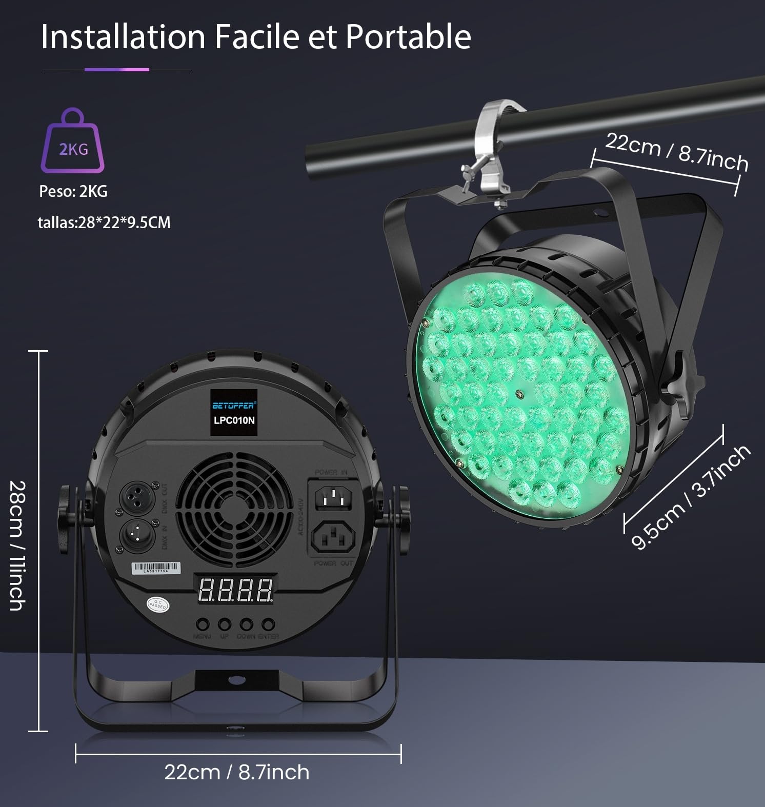 Luz PAR LED 54 * 4W, Betopper Luz Escénica Profesional RGBW 4en1, 5000 Lumen Alto CRI 90, Iluminación para Fiestas, DJ, Discoteca, Fotografía, Bodas y Eventos (1)