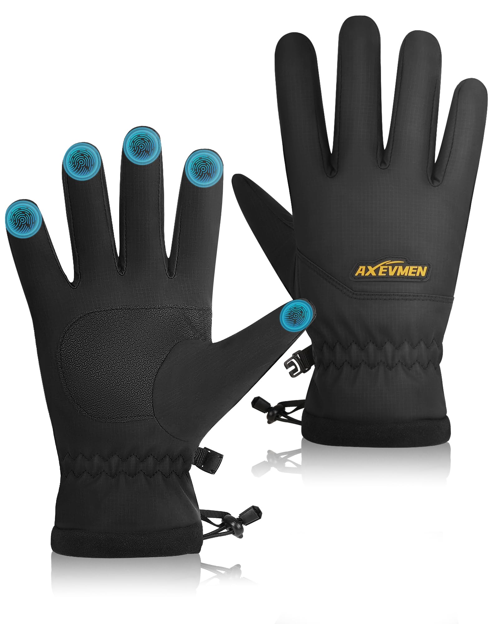 AXEVMEN Thermo Winterhandschuhe Herren Damen,Touchscreen | wasserdichte Warme Fahrradhandschuhe , Plüschfutter, Winddicht & rutschfest für SKI, Outdoor, Laufen Wandern Plüsch Winter