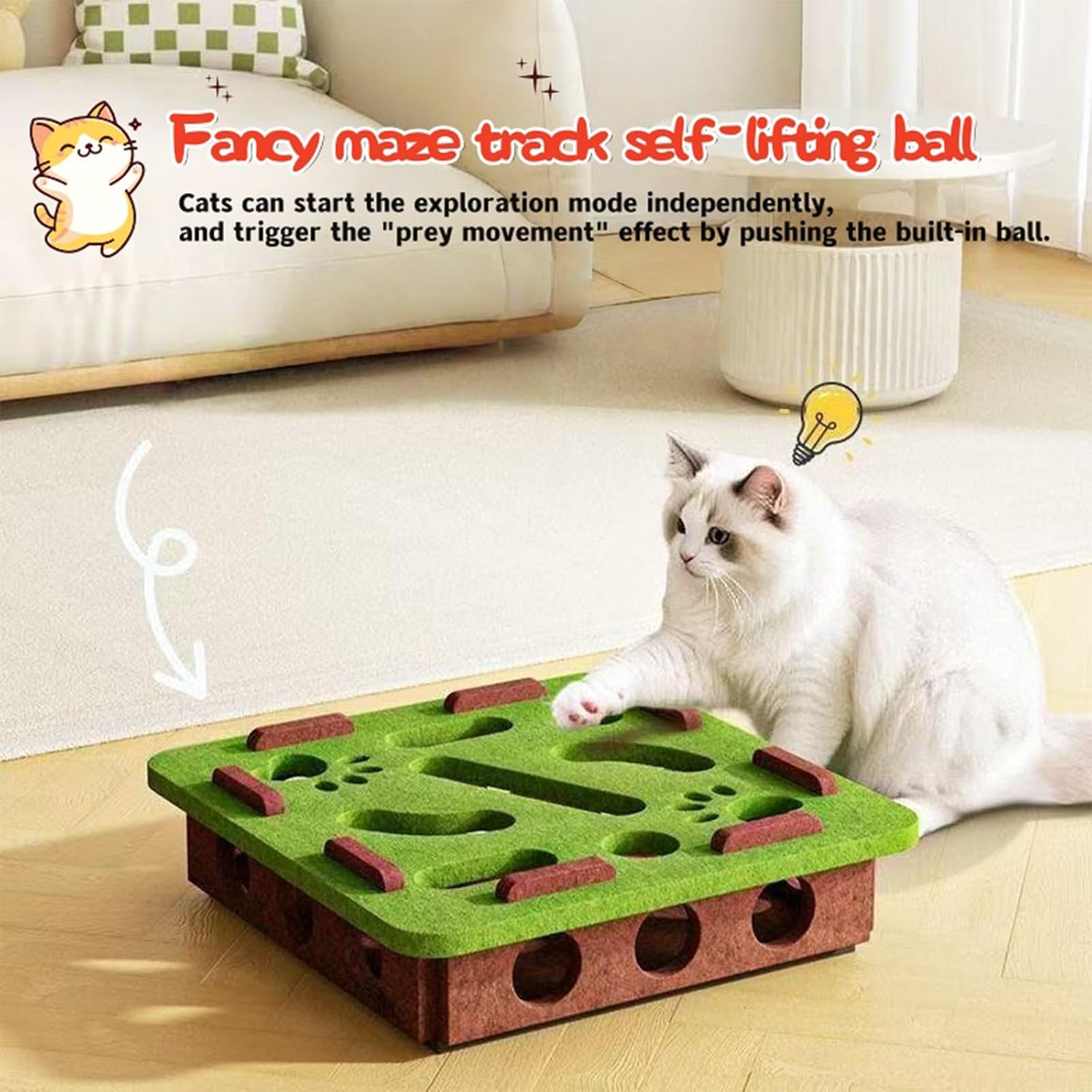 Felt Cat Maze Toy, Fun Hide Seek Hunting Puzzle for Indoor Kittens image 3