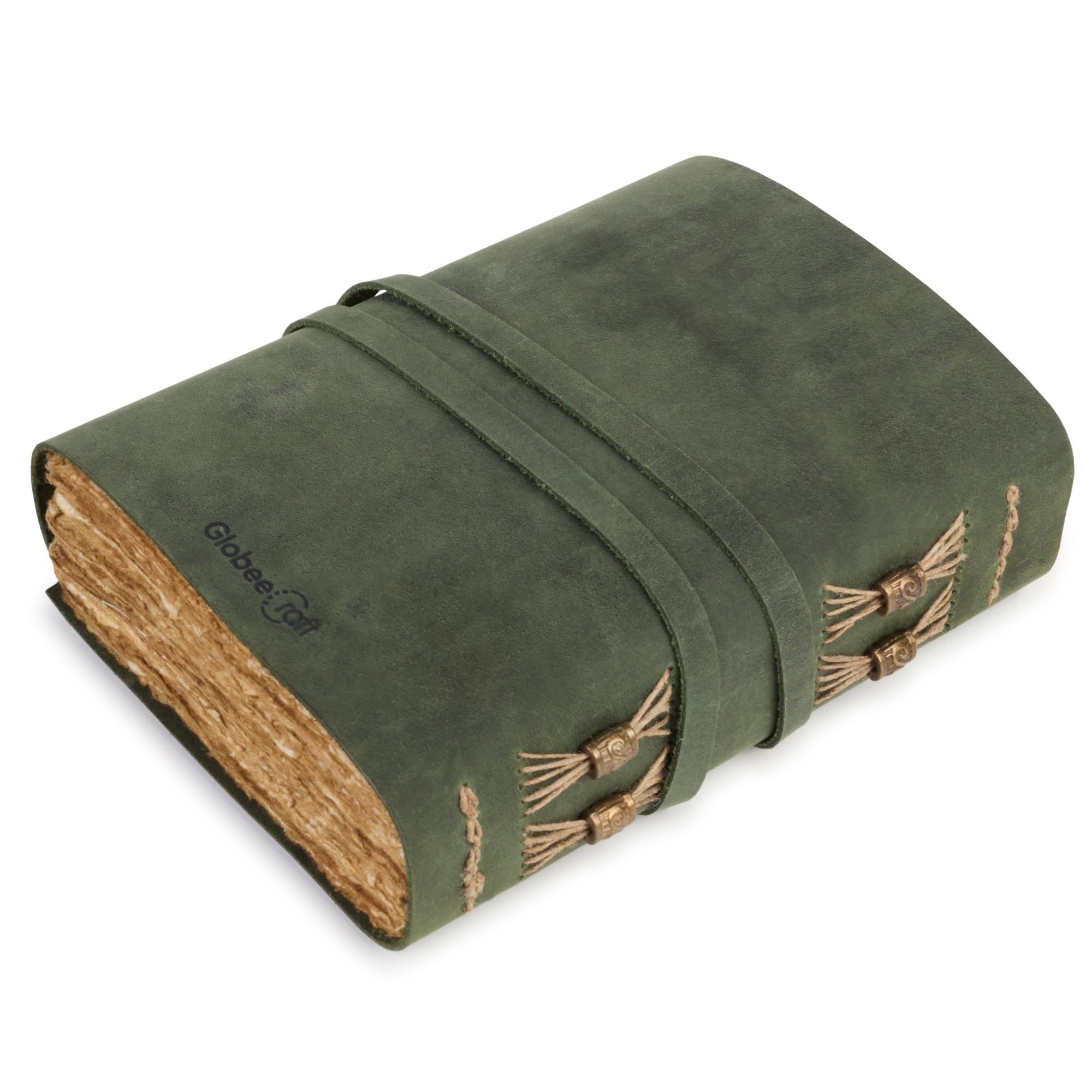Vintage Ledertagebuch Grün mit Schlüssel, Baumwollpapier - Ledernotizbuch für Reisen - 21x17 cm Ideal zum Schreiben, für Reisen und persönliche Notizen