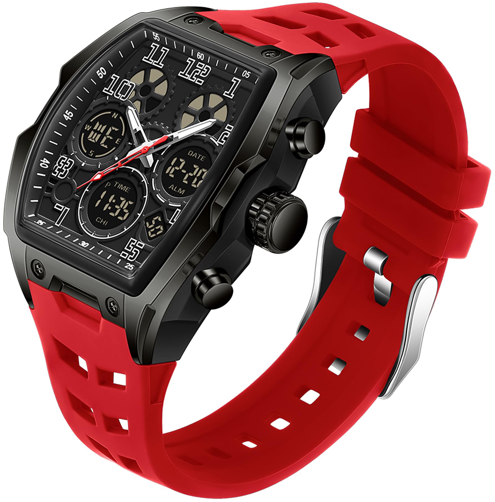 Orologio Uomo Findtime Cronografo Sportivo Giallo – Stile Militare Racer, Cinturino Silicone, 43.5mm, 3 ATM