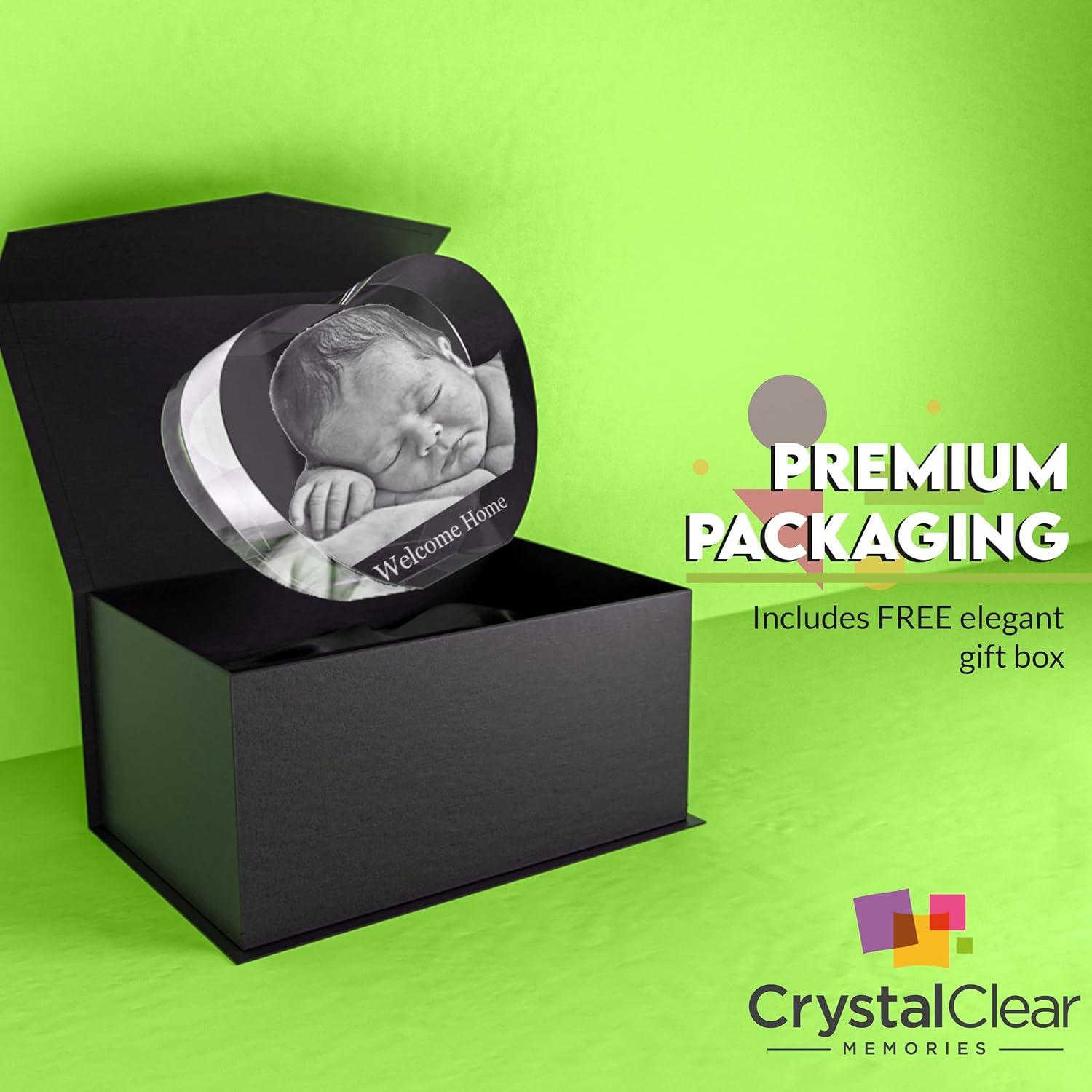 Crystal Clear Memories 3D Crystal Photo, Personalized Christmas Gift With Your Own Photo for Mom, Dad, Men, Women, 3D Laser Etched Picture, Engraved Inside The Heart Crystal, Customized Xmas Gifts