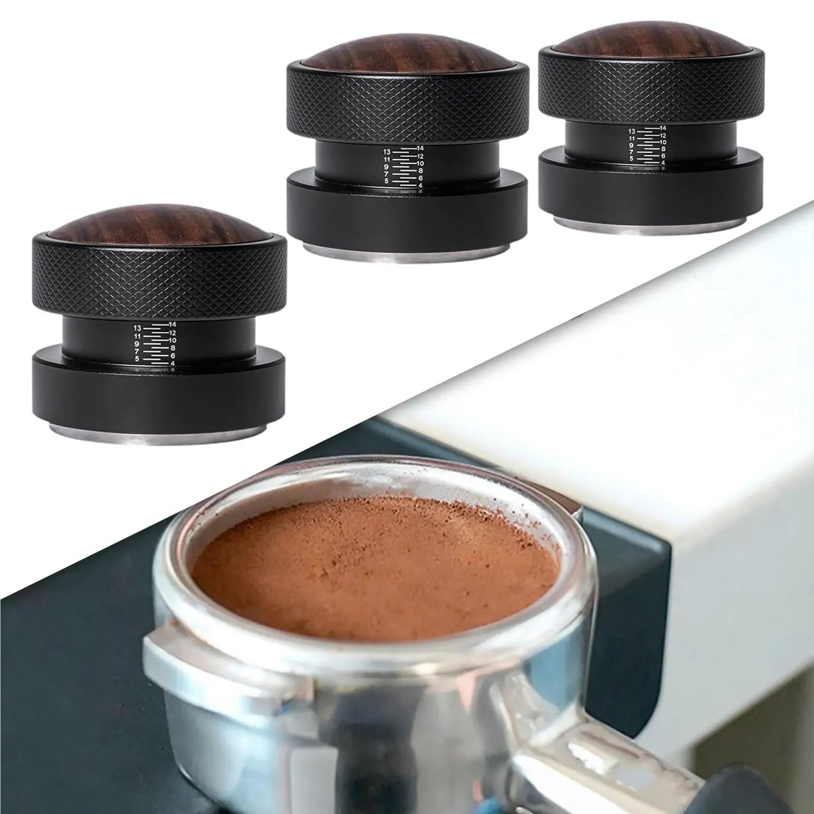 El café golpea, Tamper de café expreso acero inoxidable, 51mm/53mm/58mm, for hogar y cafetería(58mm)