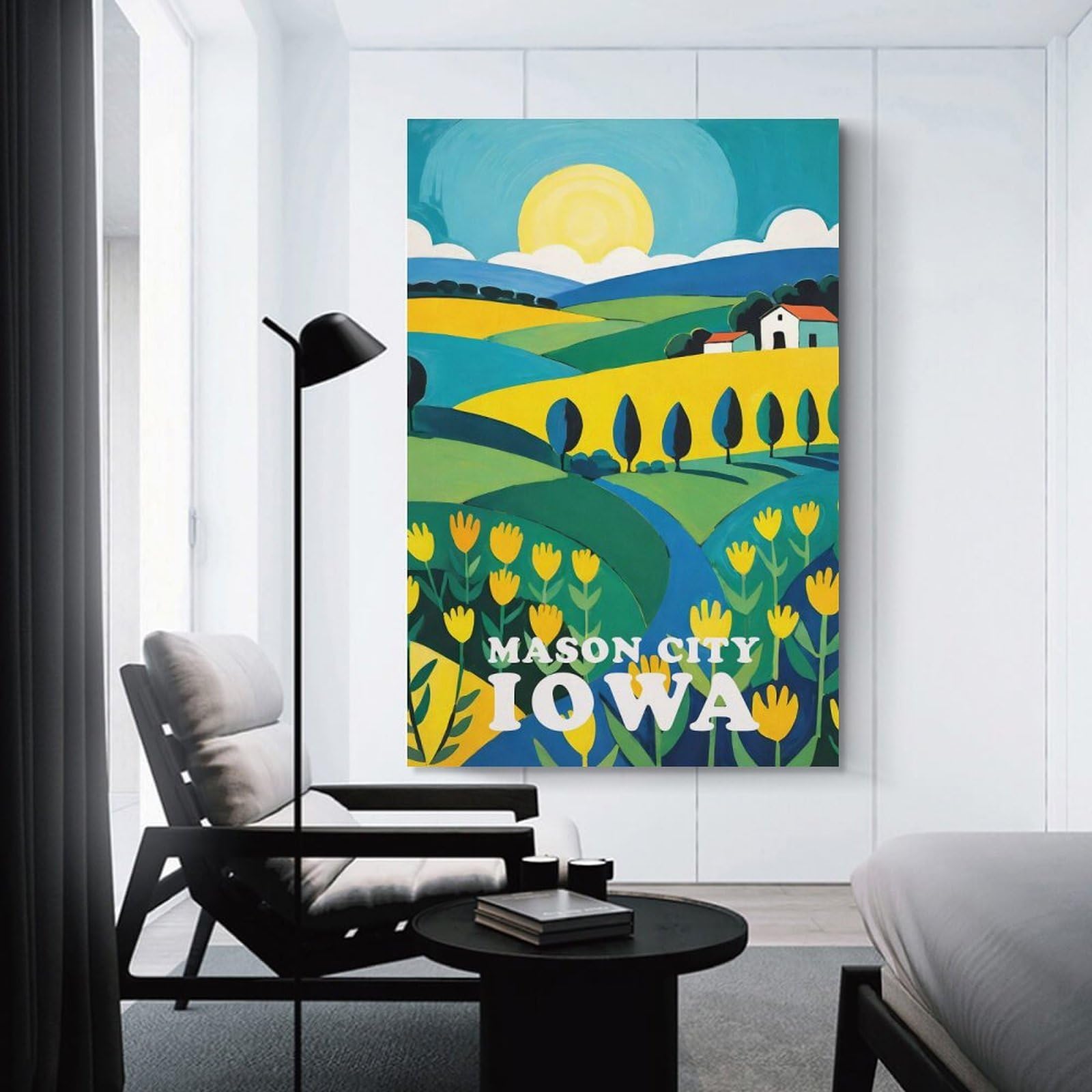 Junmoney Unframe-Style-10 Canvas Wall Picture Mason City Iowa Sunrise, 08X12inch(20X30cm), For Bedroom, Lounge Or Dressing Area, Stylish Decor For A Restful Room Update