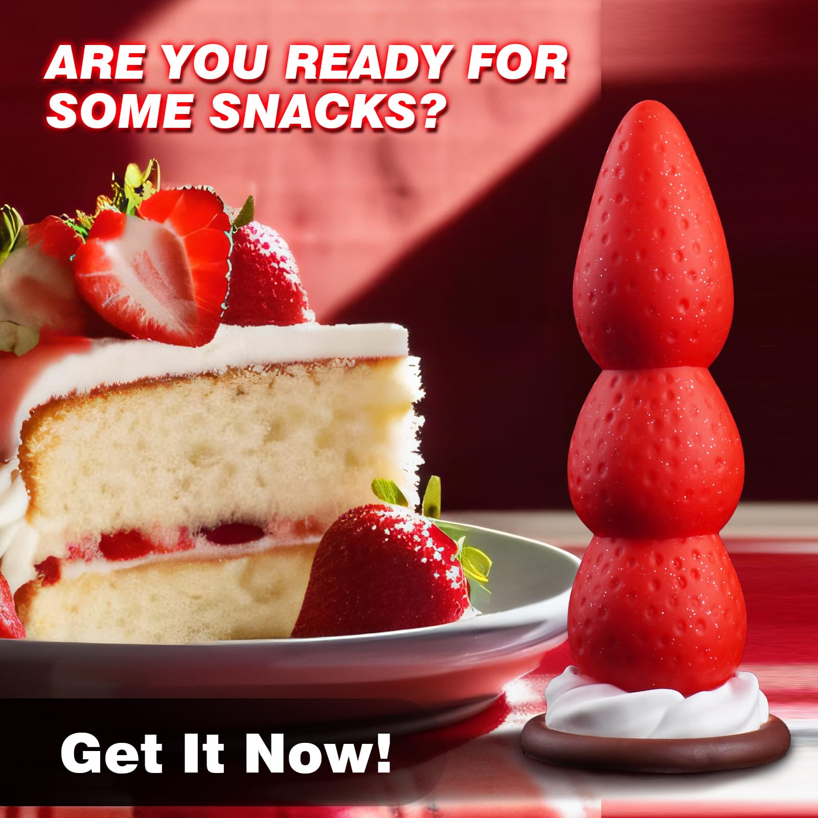 8" Strawberry Fantasy Knot Dildo with Strong Suction Cup, Silicone Animal Monster Dildo Cute Large Butt Plug with 3 Knots, Fantasy Anal Sex Toys for Women & Men