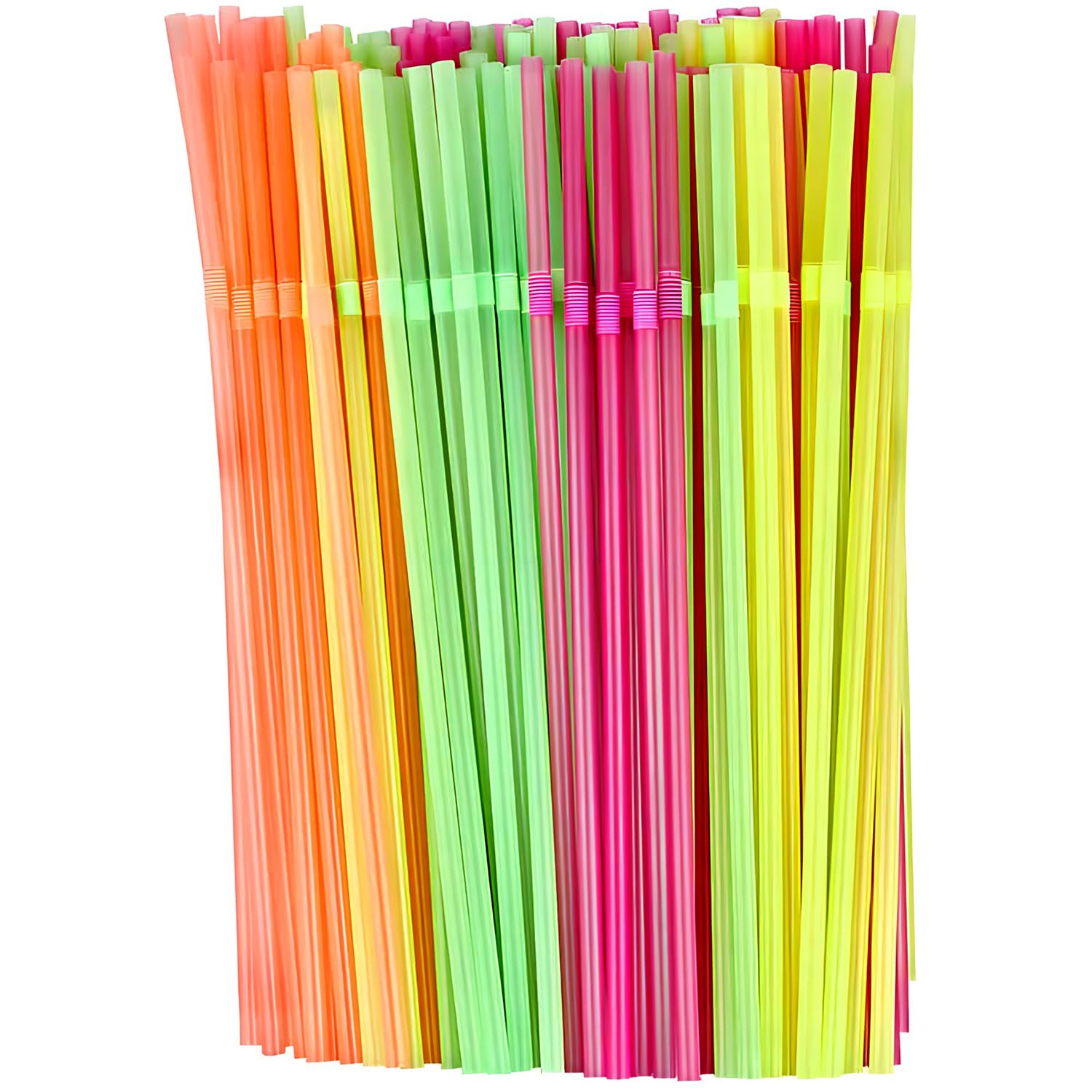 Party Dimensions200 Count Flexible Multi-Colored Straws, Neon