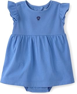 Carter's Seashell Short-Sleeve Bodysuit Dress for Baby Girls | Soft Cotton Round Neck | Flutter Sleeves | Button Closure