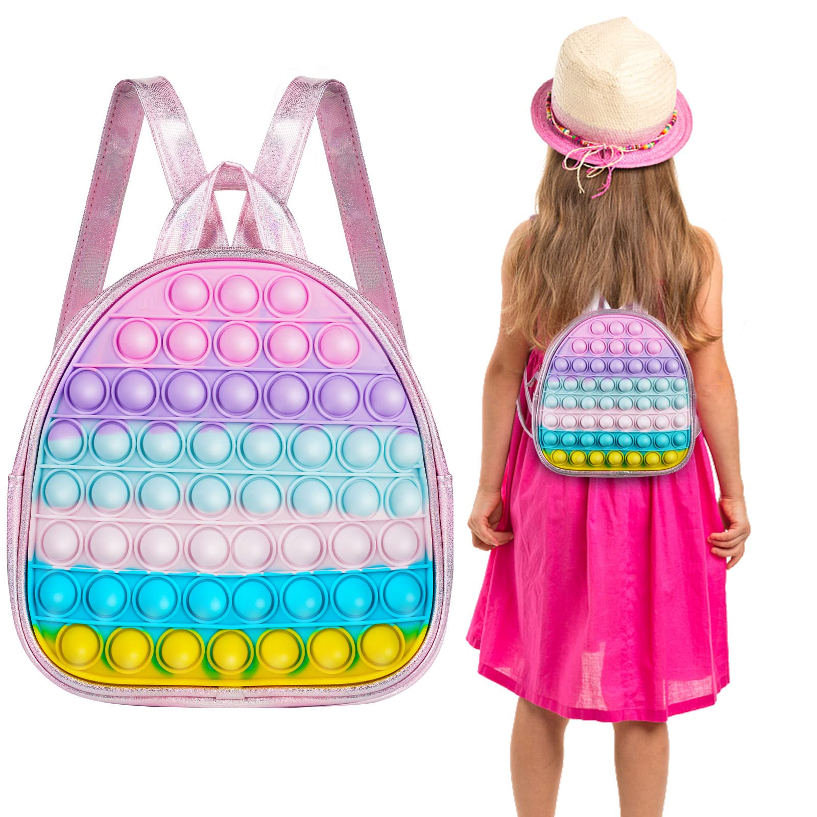 VanblueVanblue Pop Mini Backpack Gift for Girls Fidget Shoulder Bag Purse Fidget Party Favors Fidget Bag Gift for Kids Birthday Party ADHD Anxiety Stress Relief