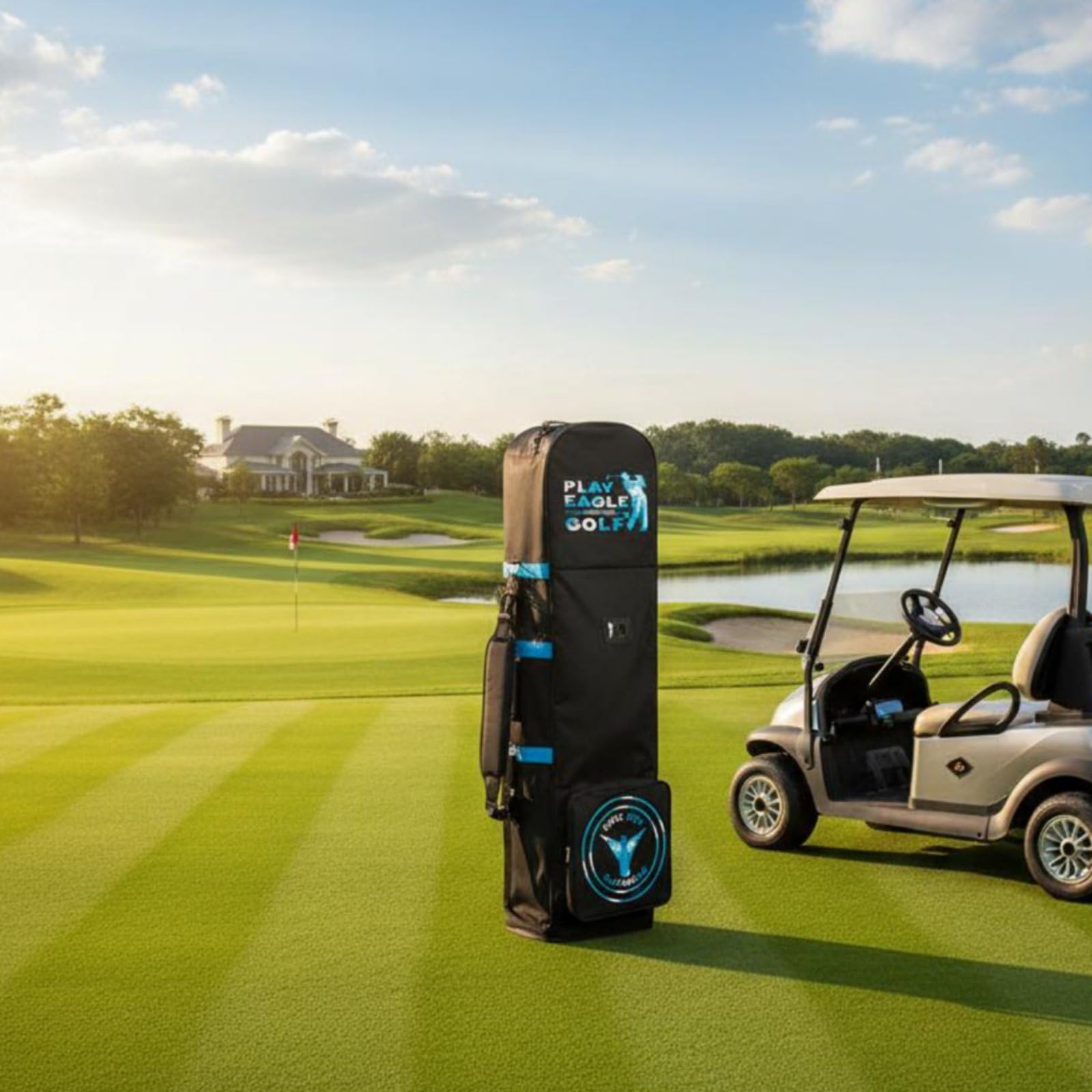 TISHITA Funda de Viaje para Golf Bolsa Trolley Estuche Maleta Porta Palos con Ruedas Plegable Refuerzos Inferiores en Oxford Fácil de Adecuada para Aeropuertos Hoteles Desplazamientos