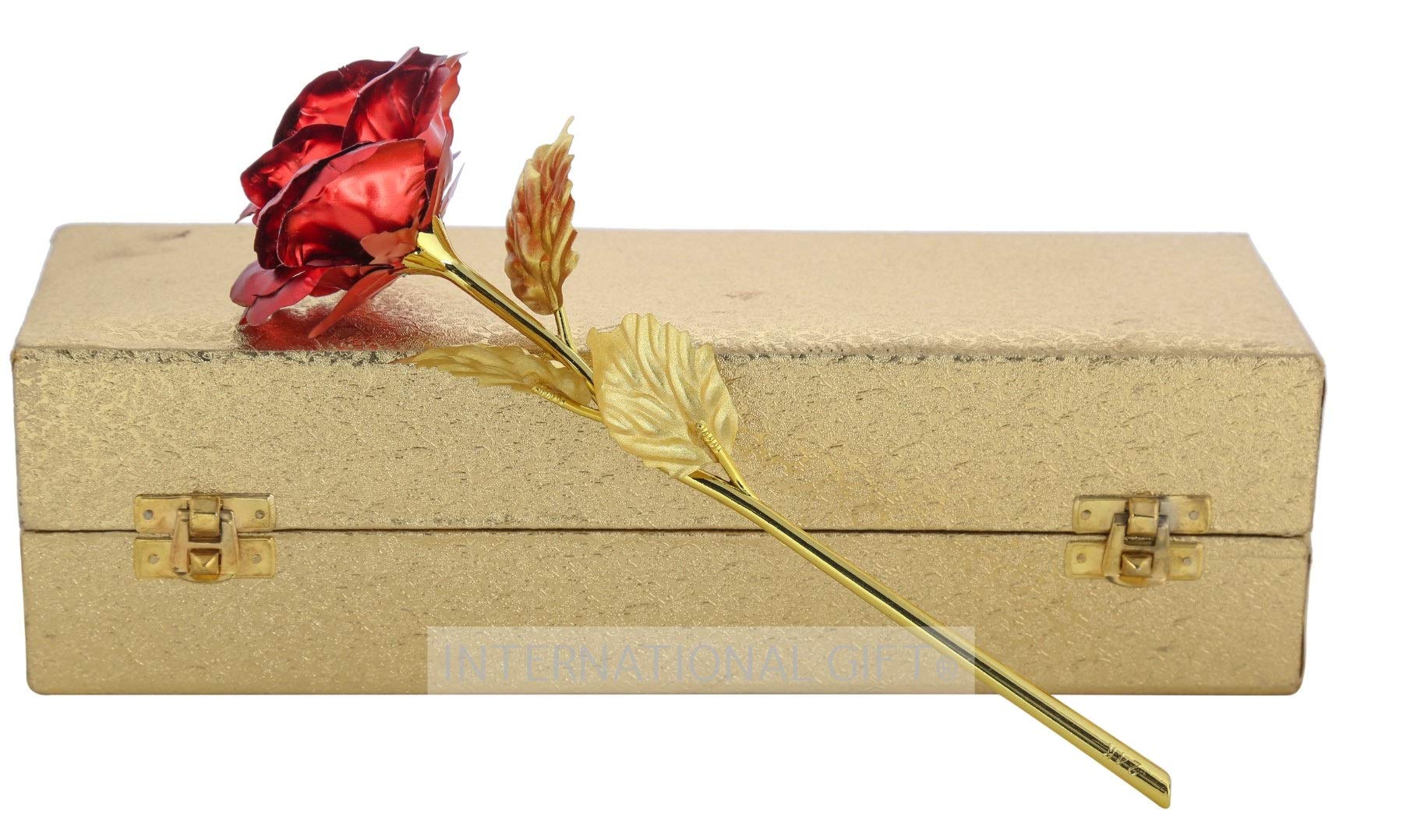 INTERNATIONAL GIFT® Red Rose Flower with Golden Gift Box | Valentine’s Day Gift for Cute Romantic Love Present for Girlfriend, Boyfriend, or Partner-image-33