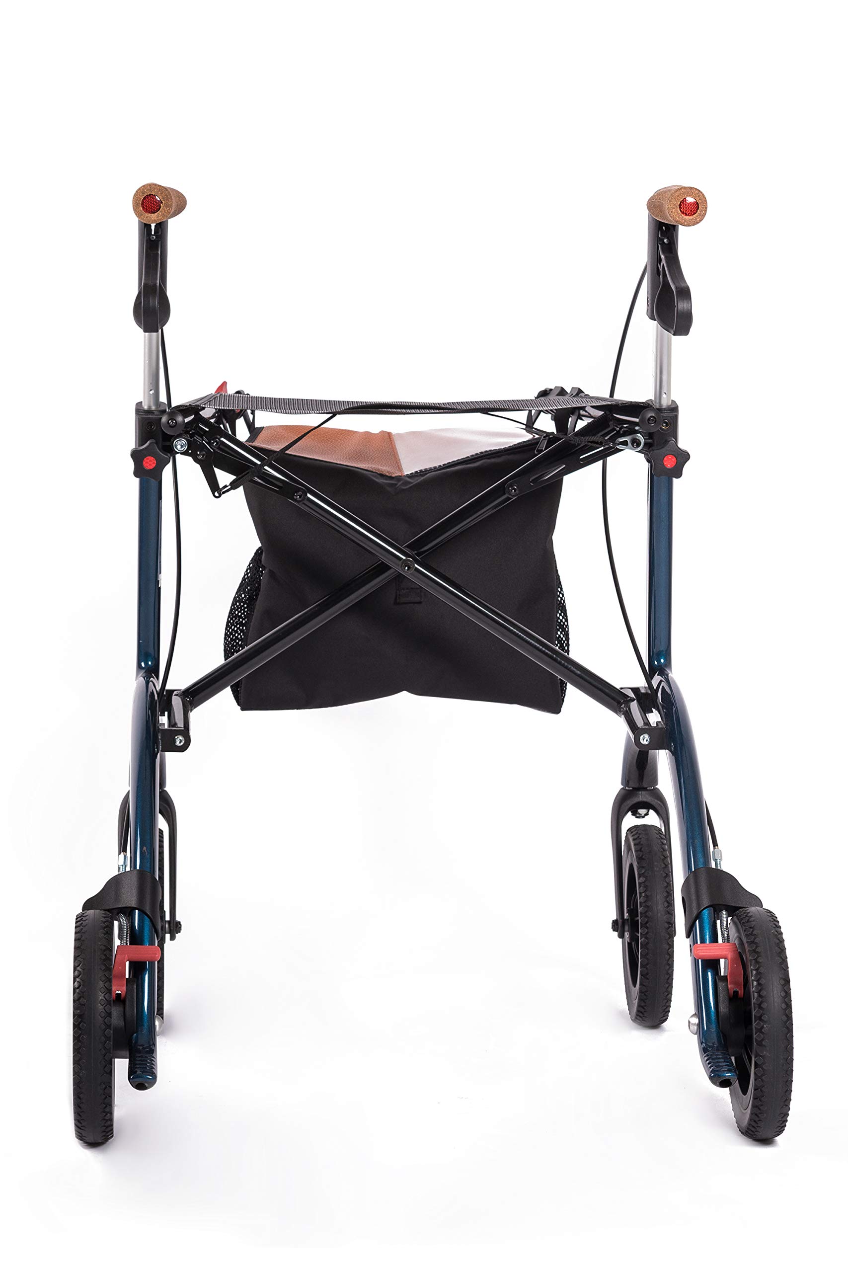 Premium Rollator aus Carbon von Saljol, schicker Reisebegleiter mit Weich-Reifen, zuschaltbare Schleifbremse, 5.8kg leicht, midnight blue
