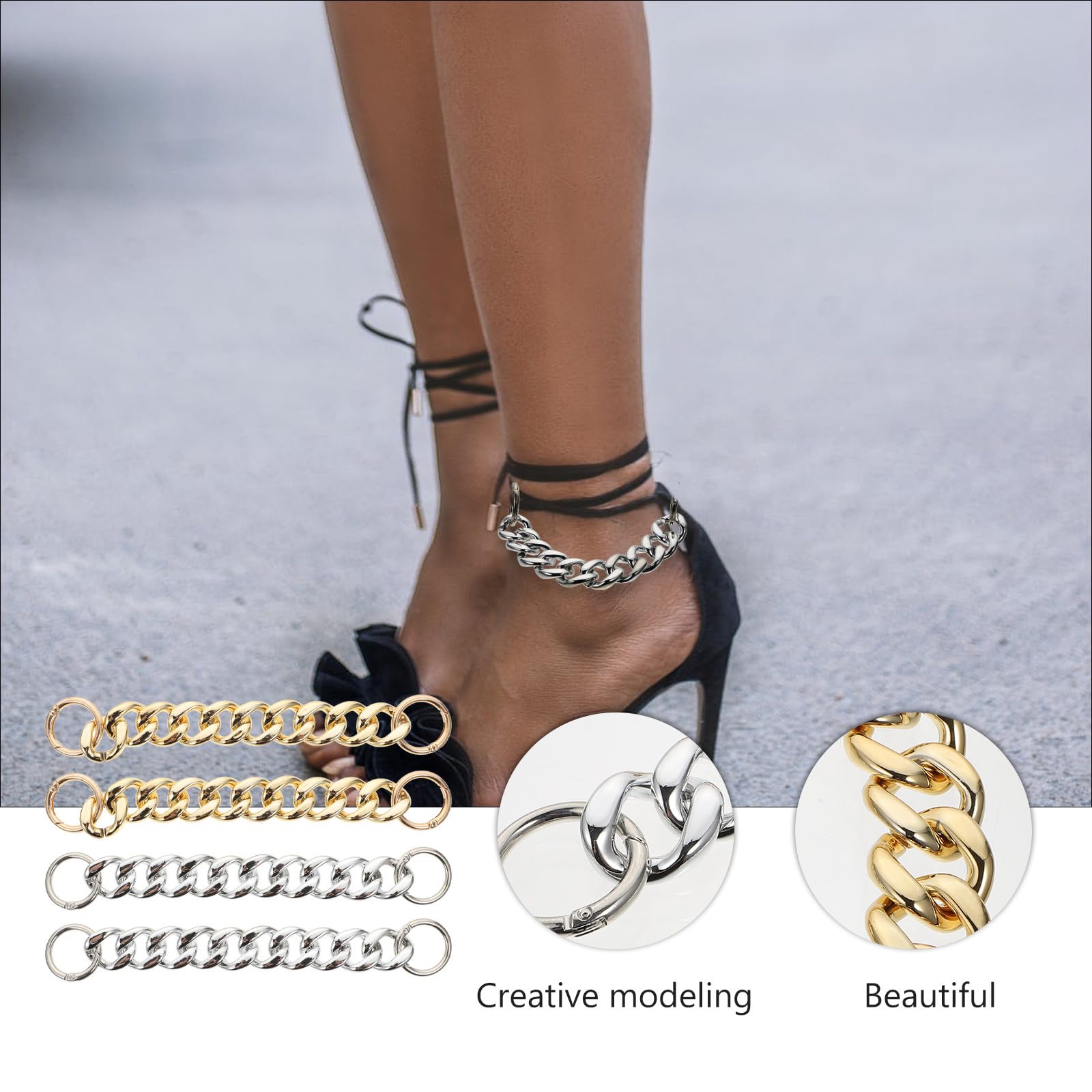 Abaodam Catene di Scarpe Acriliche 4 Pezzi per Decorazione Scarpe Design Creativo e Facile Applicazione, Accessori Moda per Back To School Party e Compleanni Ragazzo Ragazza