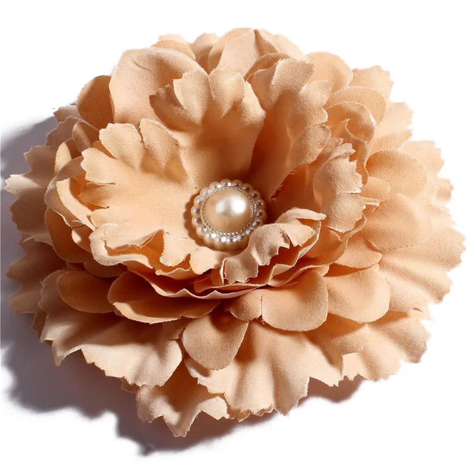 MDSRFGN Fabric Flowers 10pcs 11CM 20Colors DIY Shabby Artificial Shaped Fabric Hair Flowers With Pearl Buttons For Girl Headbands(Khaki)
