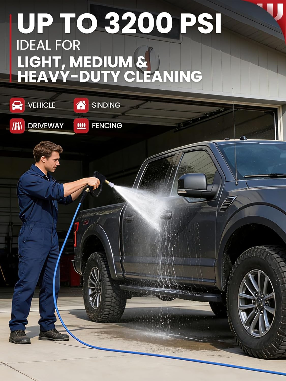 WOJET Pressure Washer Hose 25ftx1/4” ＆ WOJET Pressure Washer Quick Connect Kit