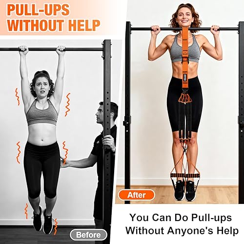 Miniatura 3 de Bandas de asistencia para dominadas para mujeres, bandas de resistencia resistentes con asas, banda de ejercicio con anclaje de puerta, juego de