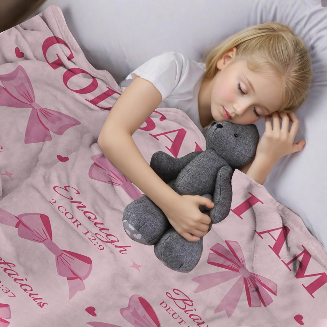 Christian Gifts for Women Blanket – Inspirational Bible Verse Throw with Bowknot Design, Religious Faith Encouragement Blanket for Mom, Grandma, Wife, Daughter, Friends, Birthday, Christmas - Image 3