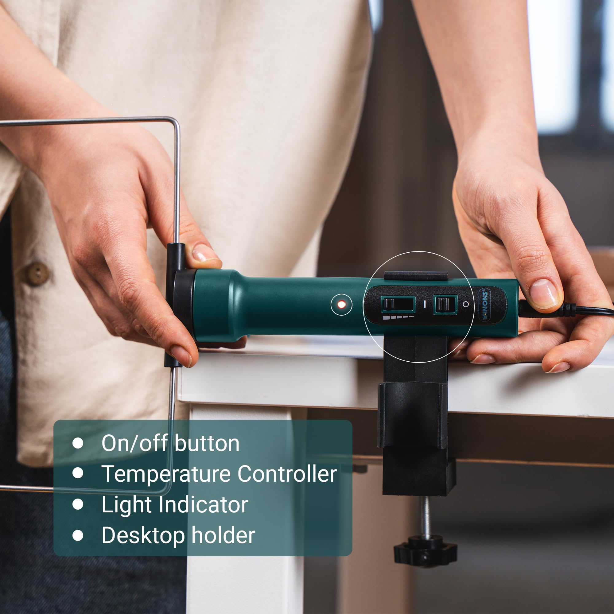 WINONS Fil Chaud Découpe Polystyrène avec Contrôleur de température, WFC0008 Découpe de Mousse à Couteau Chaud avec Temp. Max. - 400°C, Polystyrène Outil de Coupe pour Projets de Bricolage (Kit de 10)