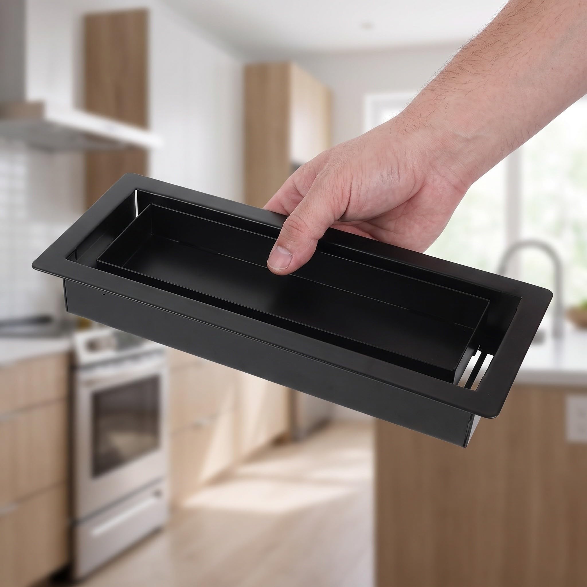 Registre Métallique 4x10 Noir Mat à Encastrer pour Sols