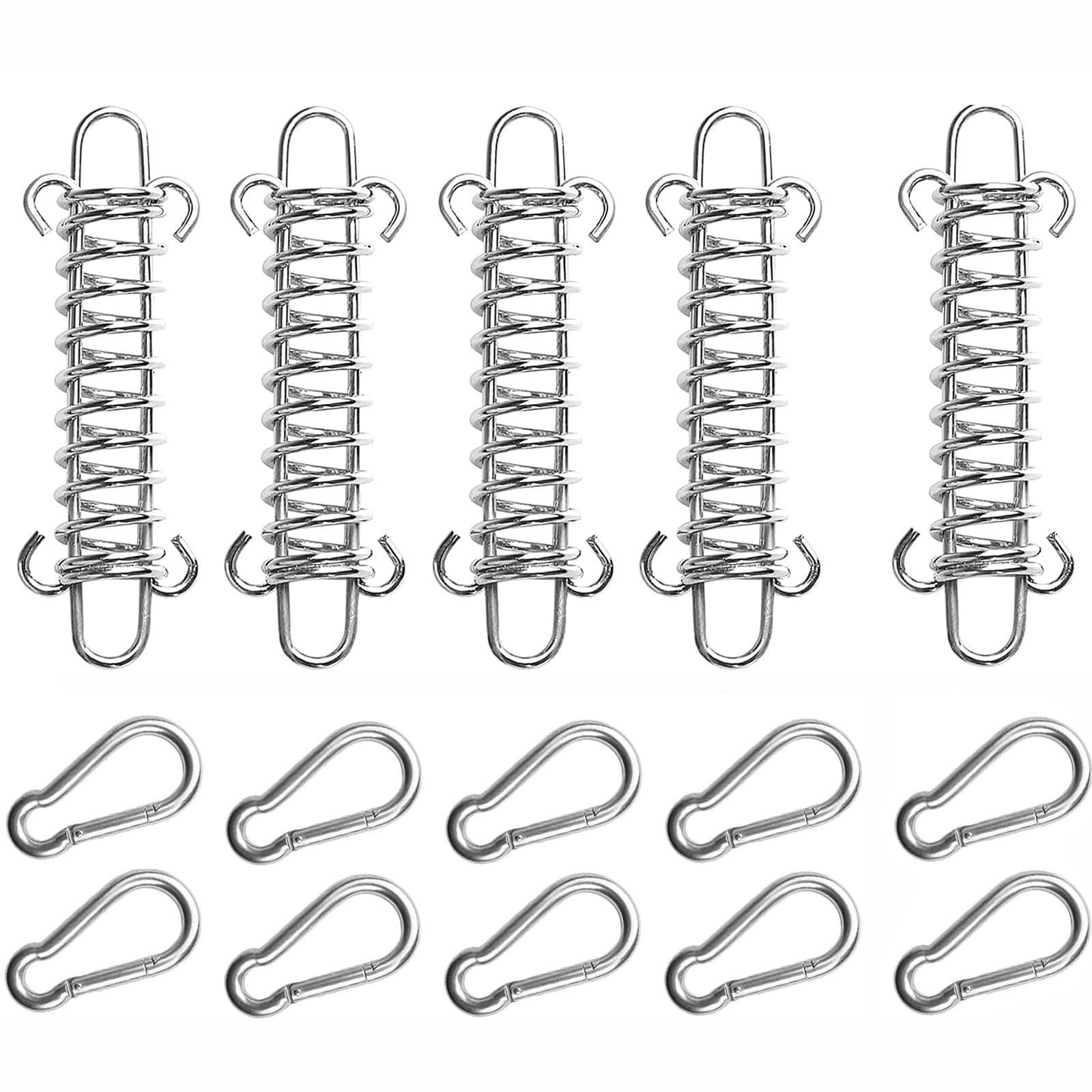 5 Stück Befestigung sonnensegel, Spannfeder Sprungfedern, sonnensegel Befestigung, Edelstahl Zugfedern mit Ösen, Spiralfedern mit Doppelhaken, für Campingzelt Sonnensegel Markise