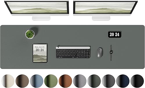 Miniatura 28 de Aothia Protector de escritorio de cuero - Alfombrilla grande para mouse, alfombrilla de oficina, secante antideslizante de cuero PU, almohadilla de