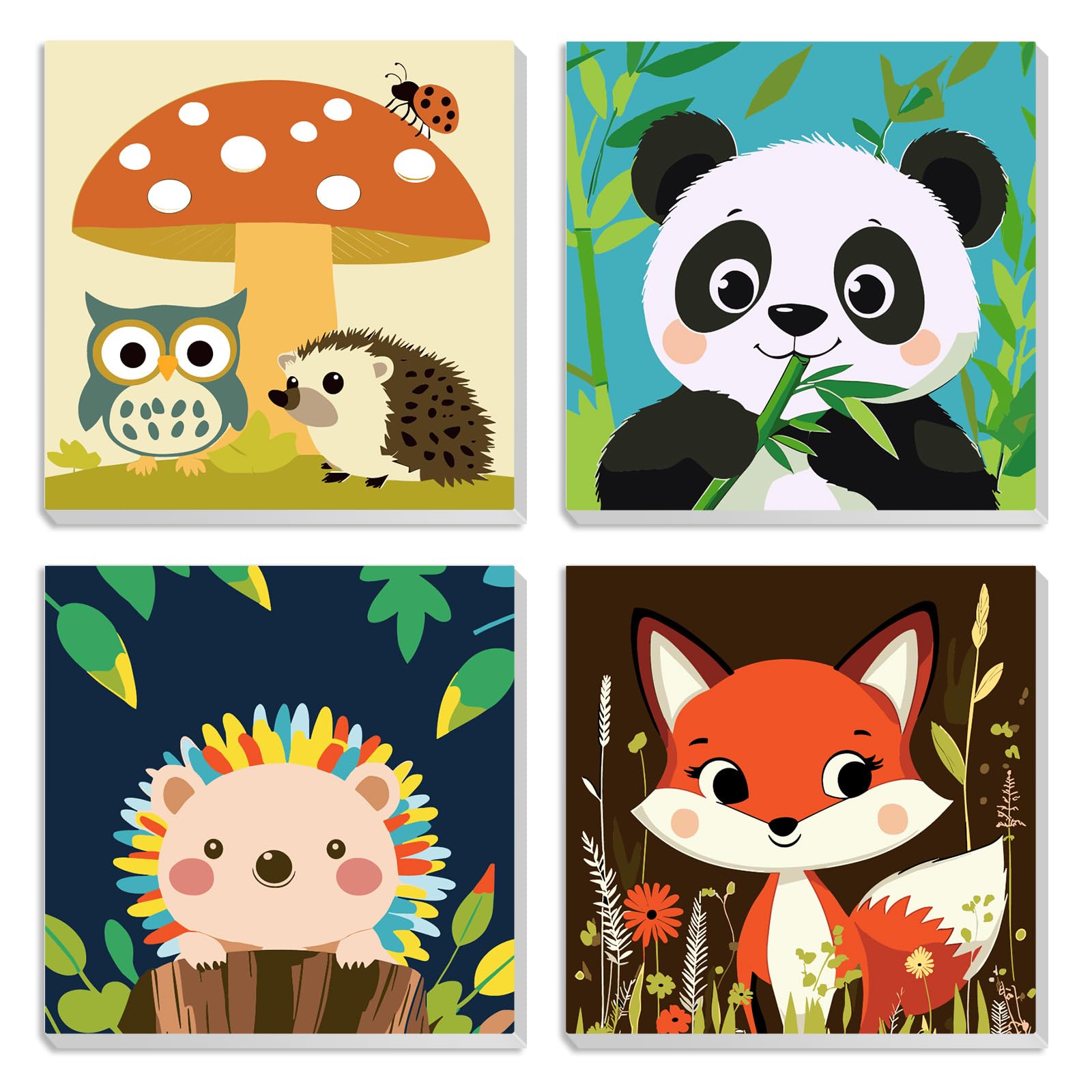 MXJSUA 4 Pack Panda Animals Paint by Numbers Kit with Framed