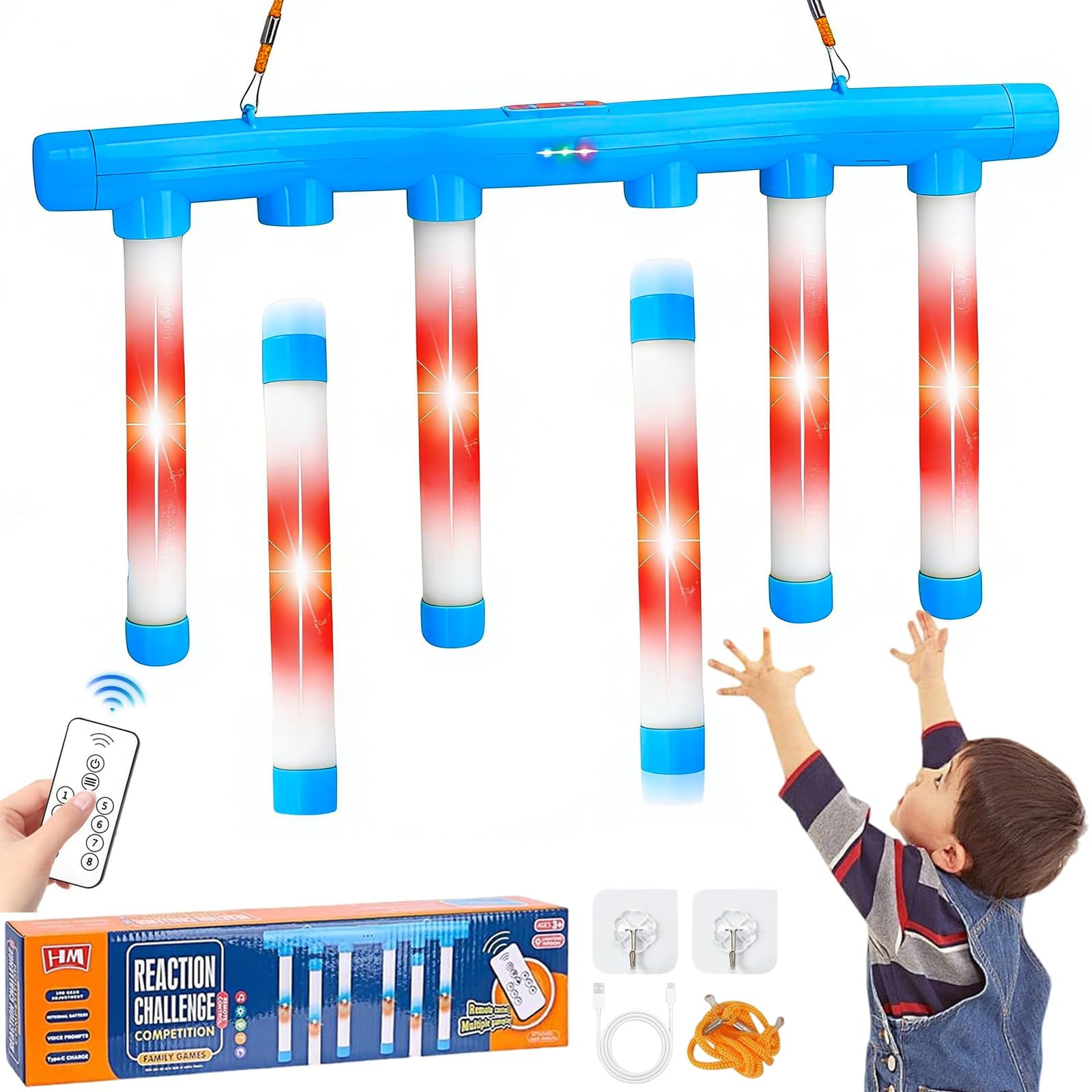 Catching Sticks Training Game - Adjustable 3 Speed Reaction Game for Hand-Eye Coordination, Agility, and Sensory Development - Fun Educational Toy for Kids & Adults (Blue)