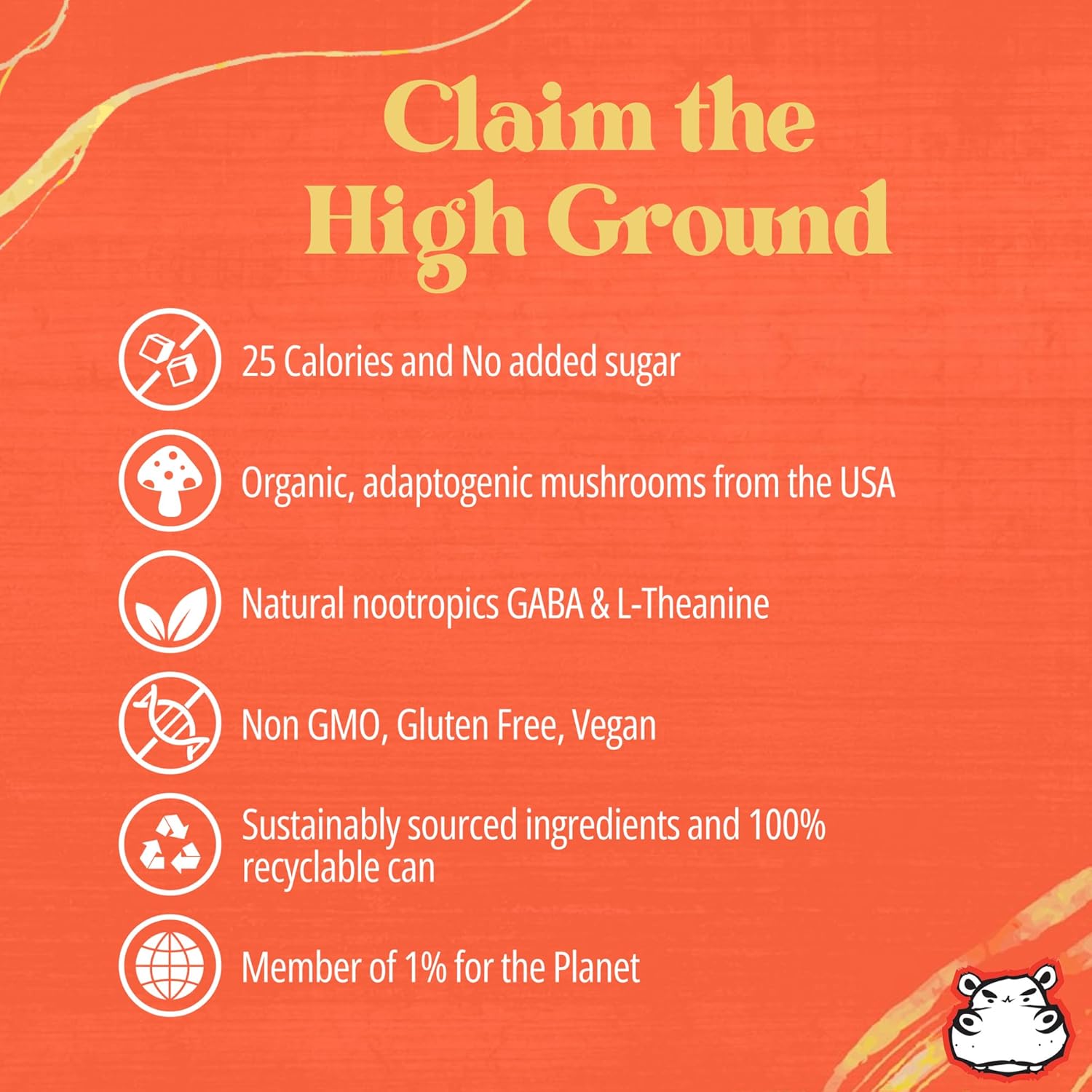 71XkmSpgLQL._SL1500_ High Ground Elixir Mushroom Seltzer – Strawberry Peach | Lion’s Mane for Focus, Reishi for Stress, Cordyceps, Chaga, Turkey Tail, L-Theanine | Adaptogen Drink | Low Cal, No Added Sugar, 12oz Cans, 6 Pack