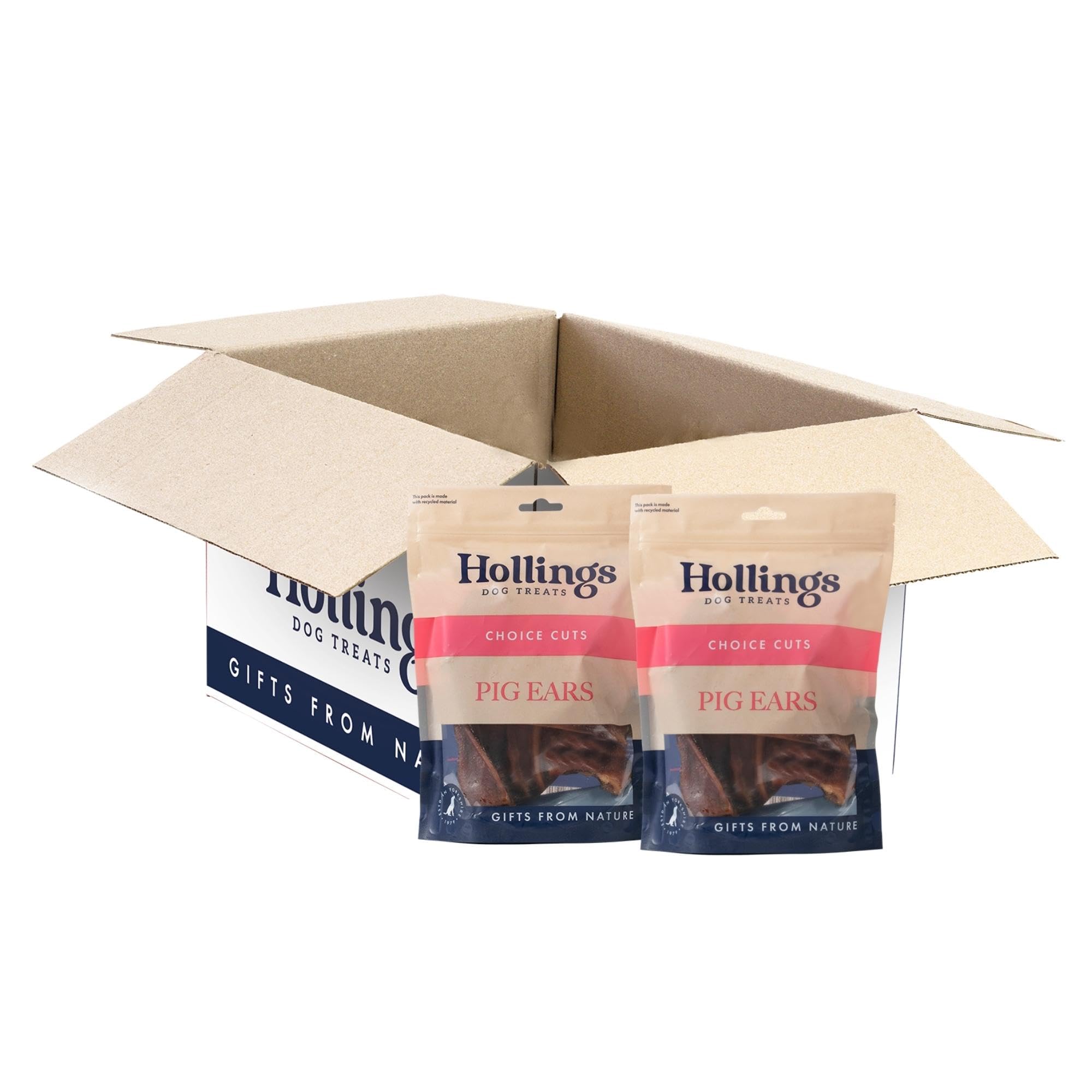 Hollings Pig Ears Dog Treats, 100% Natural Air Dried Long Lasting Chews for Adult Dogs, Grain Free & High in Protein (Pack of 50) โ image 1