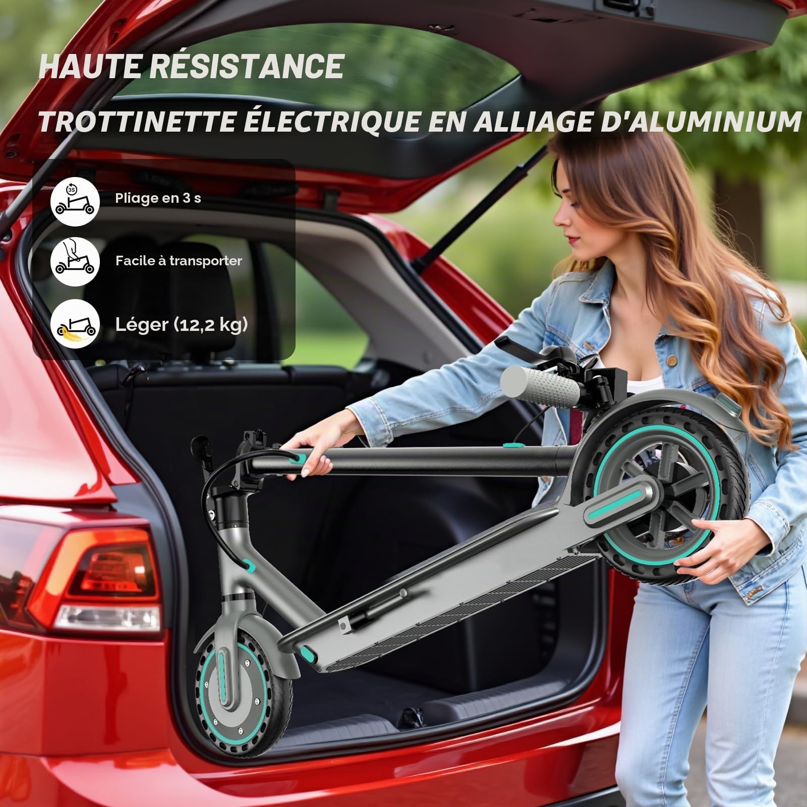 EGGKING Trottinette électrique adulte – 350 W, vitesse jusqu'à 25 km/h, 8,5" pneus anti-crevaison, 35 km, double frein, contrôle de l'application