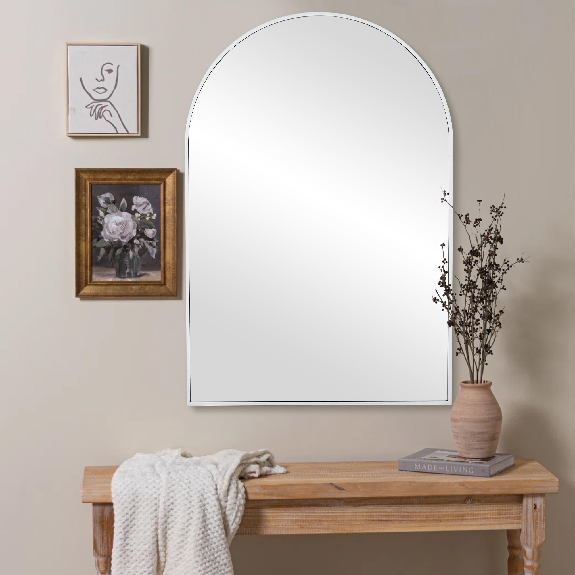 Specchio Ad Arco 61x91 Cm Con Finitura Effetto Legno Per Parete – Perfetto Per Bagno, Camera Da Letto O Ingresso - 2