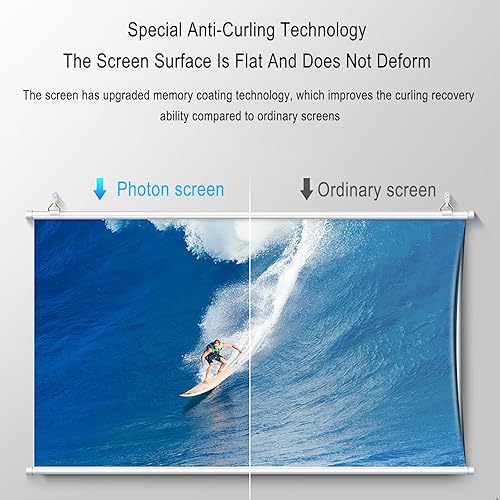 Miniatura 6 de 60"72" Projector Screen Hanging Projection White Screen Manual Pull Up Projector Screen for Backyard Movie Night, Projector Curtain for Home Theater