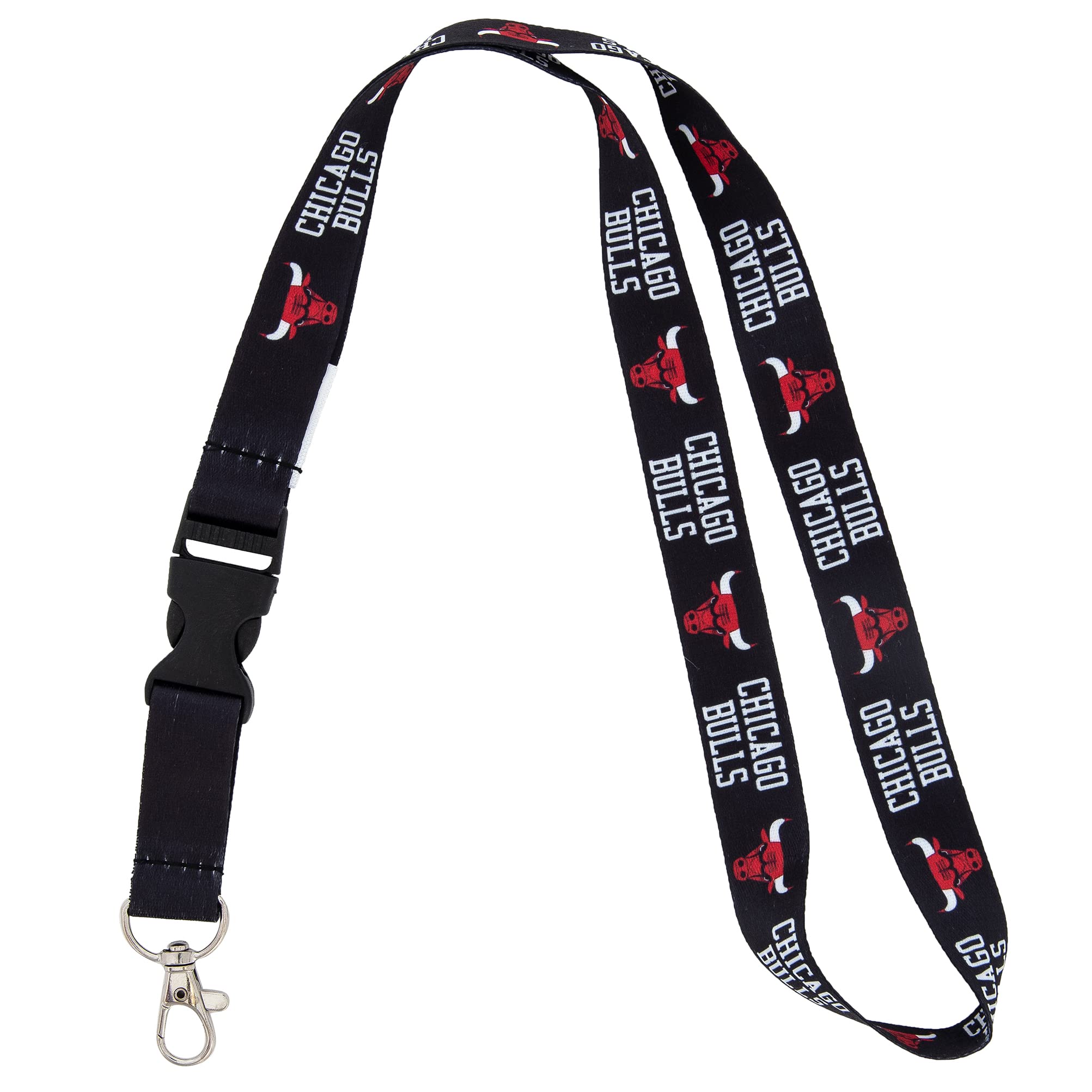 Desert Cactus Chicago Bulls Lanyard Keychain Detachable NBA Breakaway Snap Buckle National Basketball Association Car Keys ID Badge Holder (Lanyard 2 - Black)