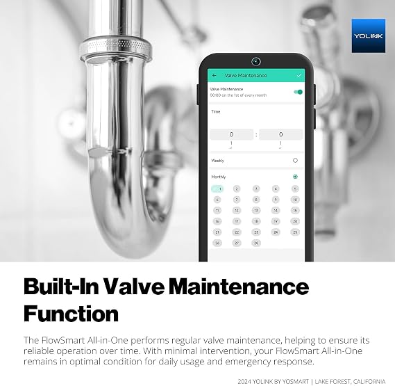 NSF Certified YoLink FlowSmart All-in-One Smart Water Meter & Auto Shutoff for 3/4 Pipes, LoRa Long-Range, Real-Time Leak Detection, 10-Year Battery, 80+ Device Ecosystem, Hub Required