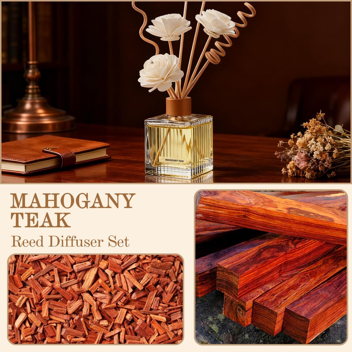 Mahogany Teak Reed Diffuser 6.7oz (200ml) Bedroom & Home Decor