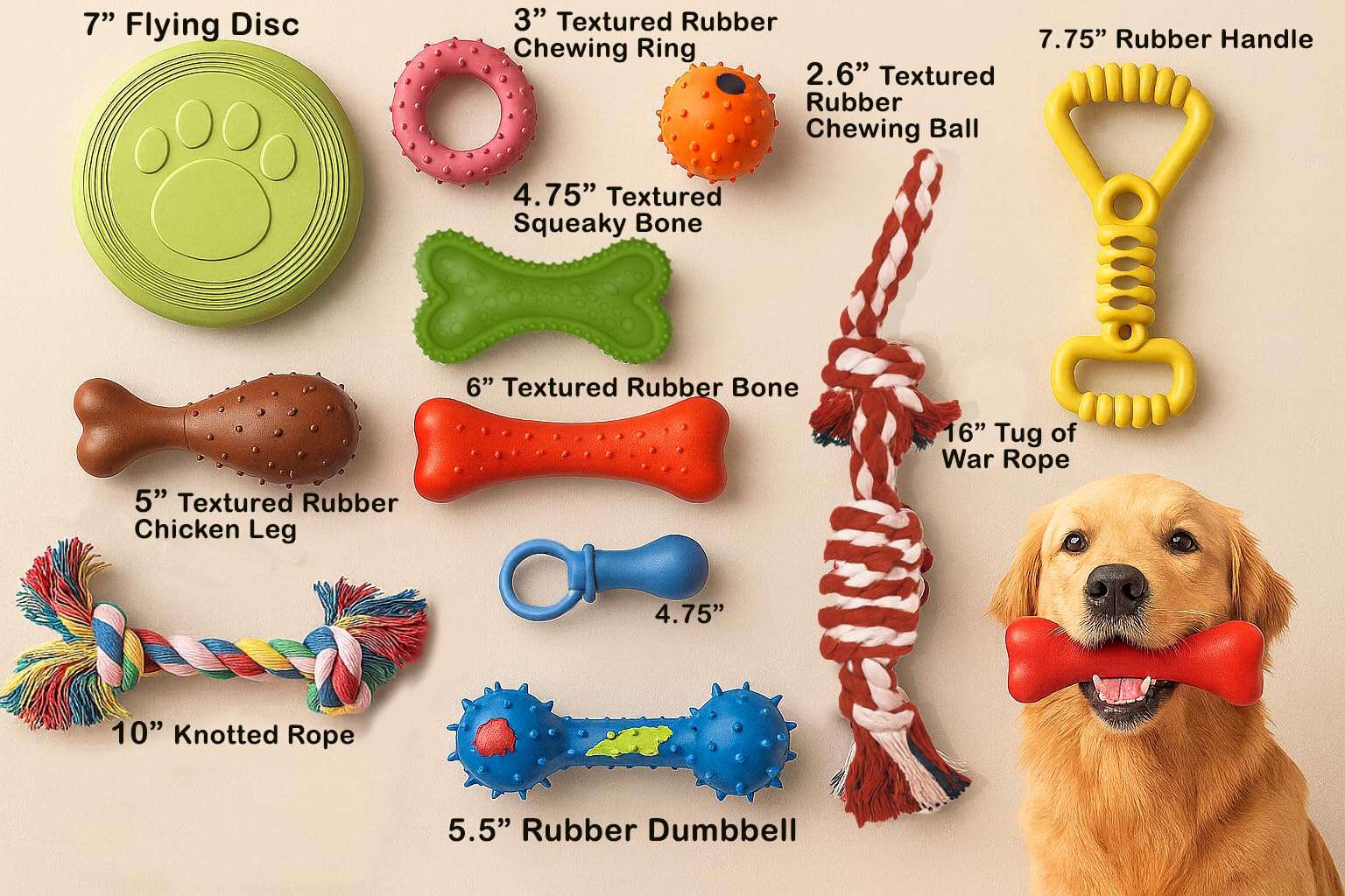 Jalousie Juguete masticable de Goma Natural para Juego Interactivo, Cuerda de Goma, Juego de Valor para Perros de Raza pequeña a Mediana
