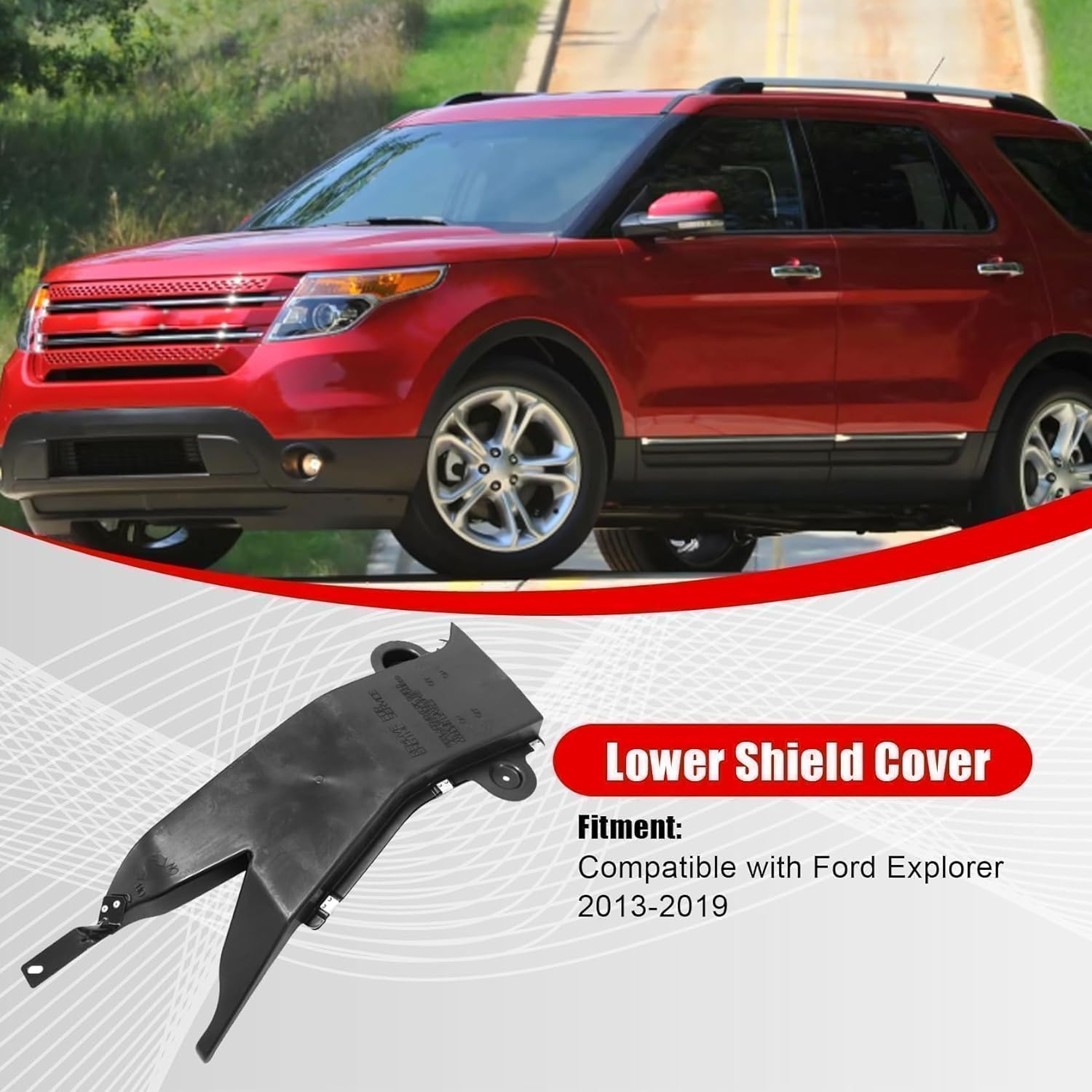FZJDSD Black Lower Shield Cover DB5Z-9910494-A Compatible with Ford Explorer 2013-2019, 1pc Air Deflector Under Shield