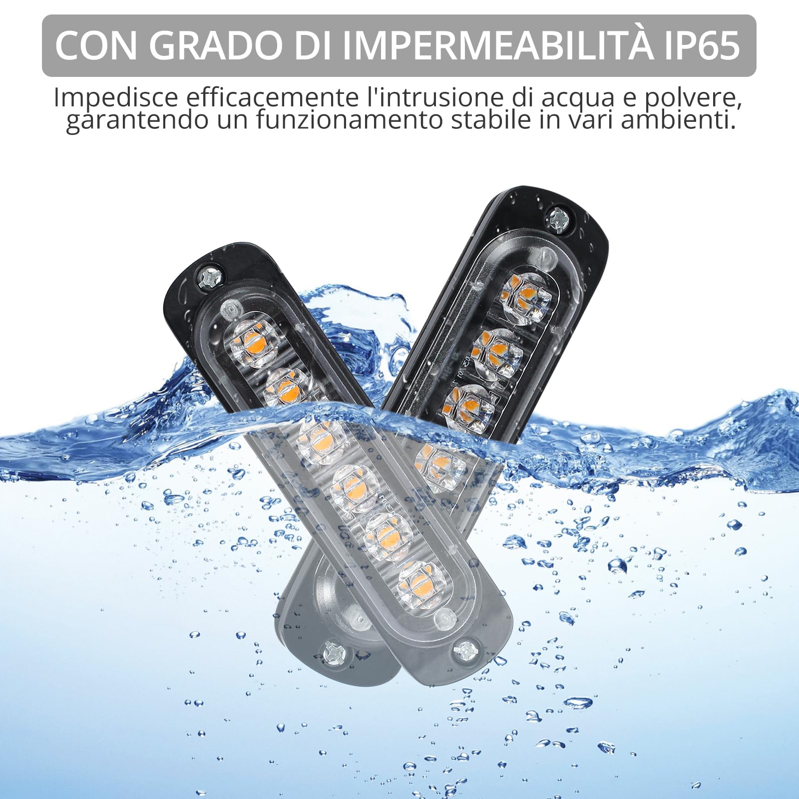 Justech 4x6LED Luci LED Lampeggiante Ambra Emergenza Lampada Strobe Emergenza Indicatori Strobo Avvertimento Spia Lampeggiante 12/24 V con Scatola di Controllo Principale per Veicolo Rimorchio Camion