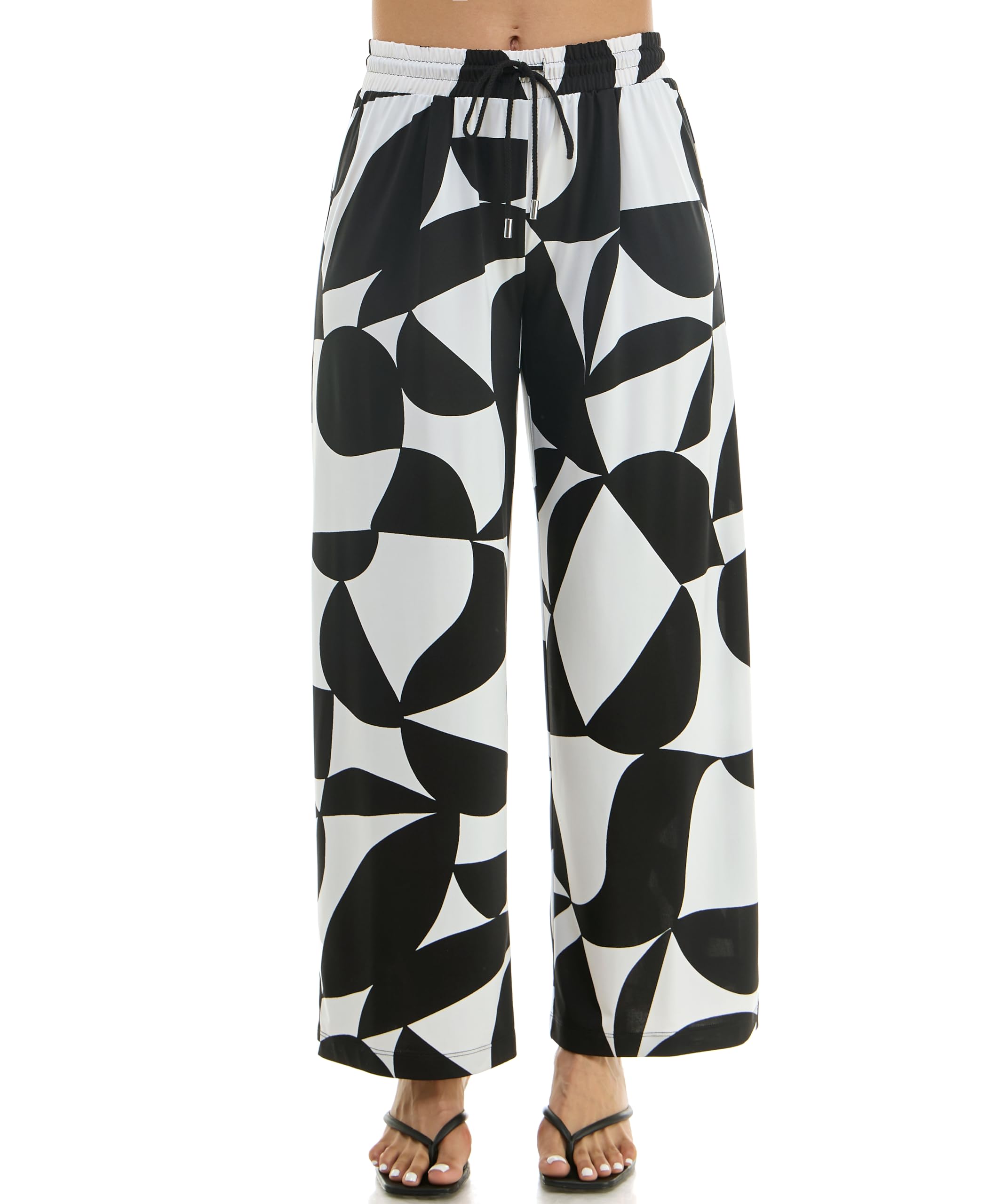Zac Rachel Womens Wide Leg Pull on Dty Knit Pant with Elastic Waist and Self Adjustable Tie BeltCasual