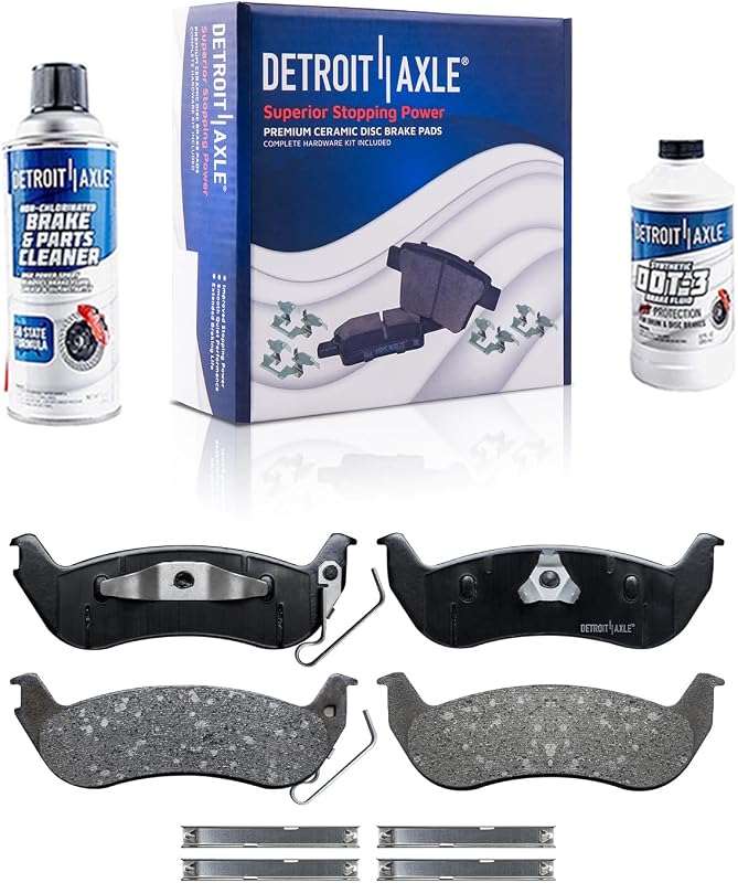 Pastilhas de freio traseiras cerâmicas Detroit Axle para Ford Crown Victoria, Ranger e aplicações compatíveis – Kit