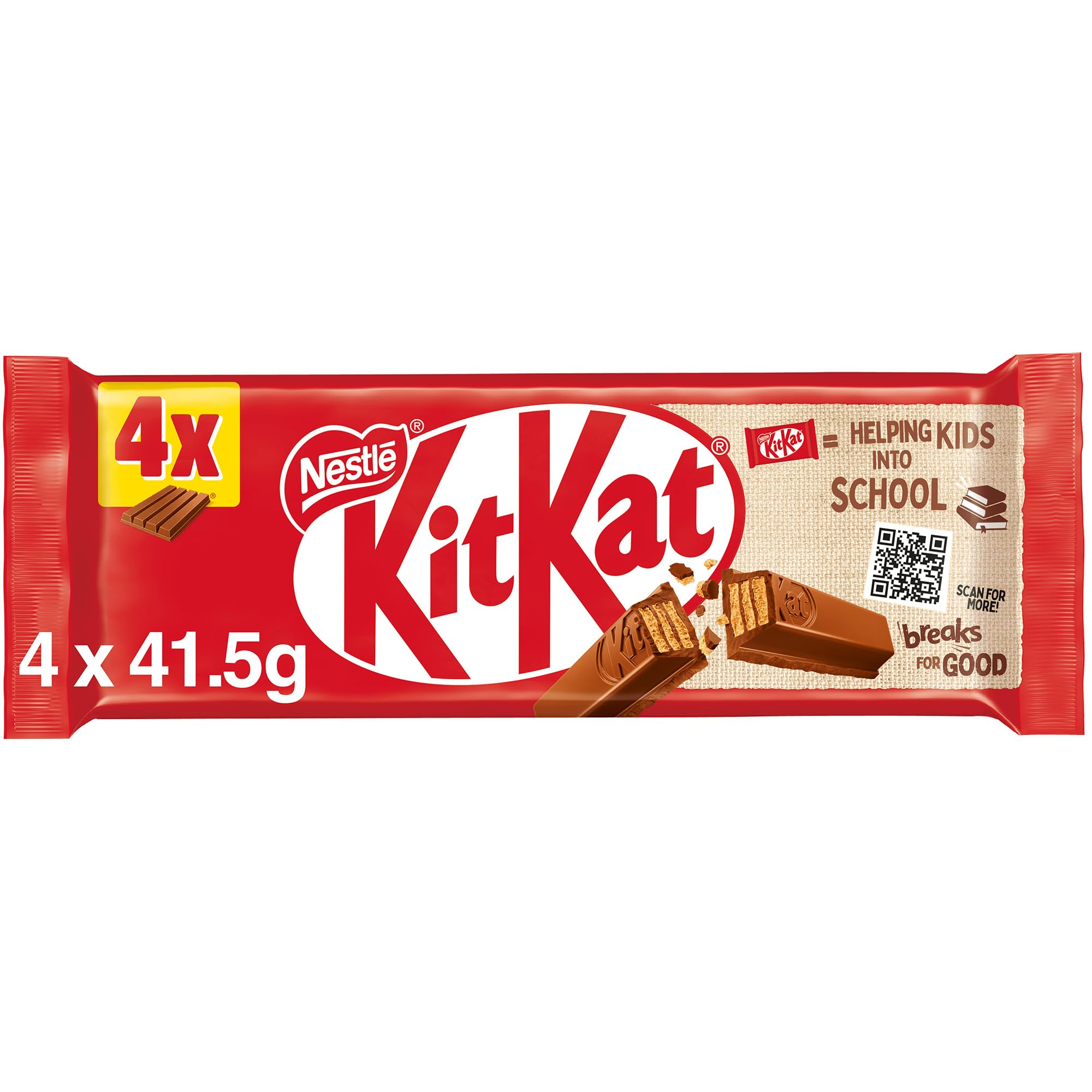 KitKat 4 Finger Milk Chocolate Bar Multipack, 4 x 41.5 g