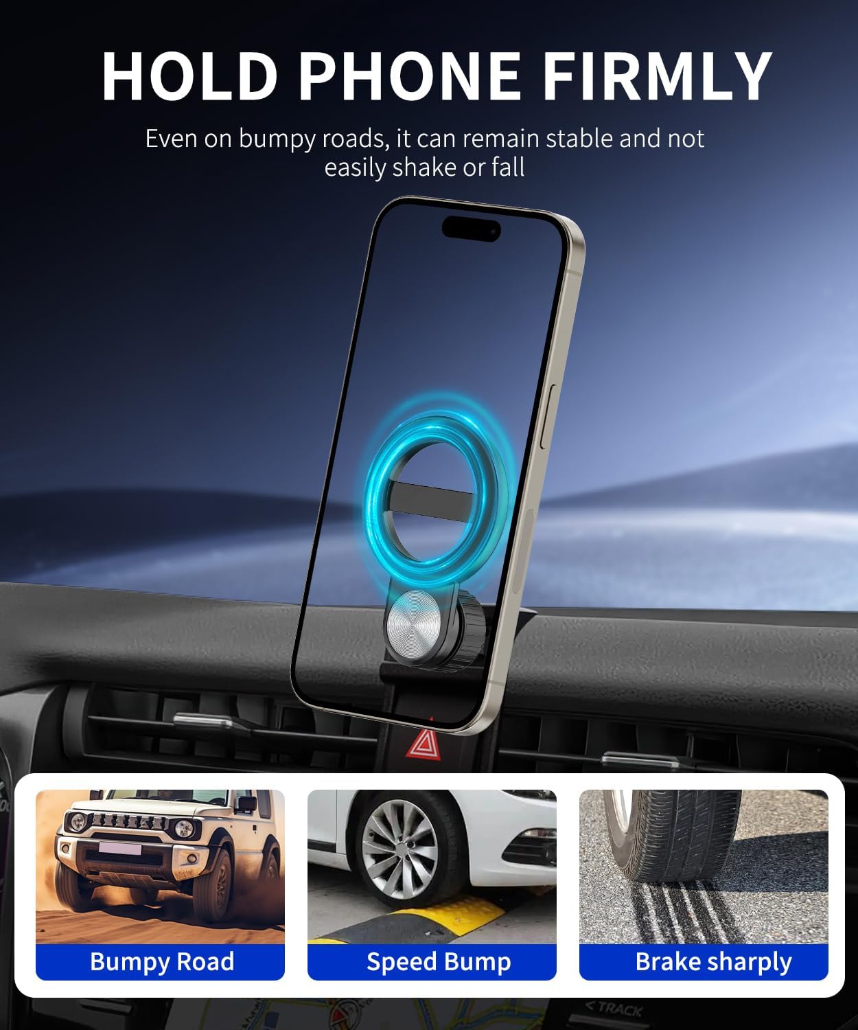 Car Phone Holder for Toyota Camry 2018 2019 2020 Auto Accessories, Cell Phone Mount Compatible with MagSafe, 360° Rotation, Hands Free Not Affect Air Vent