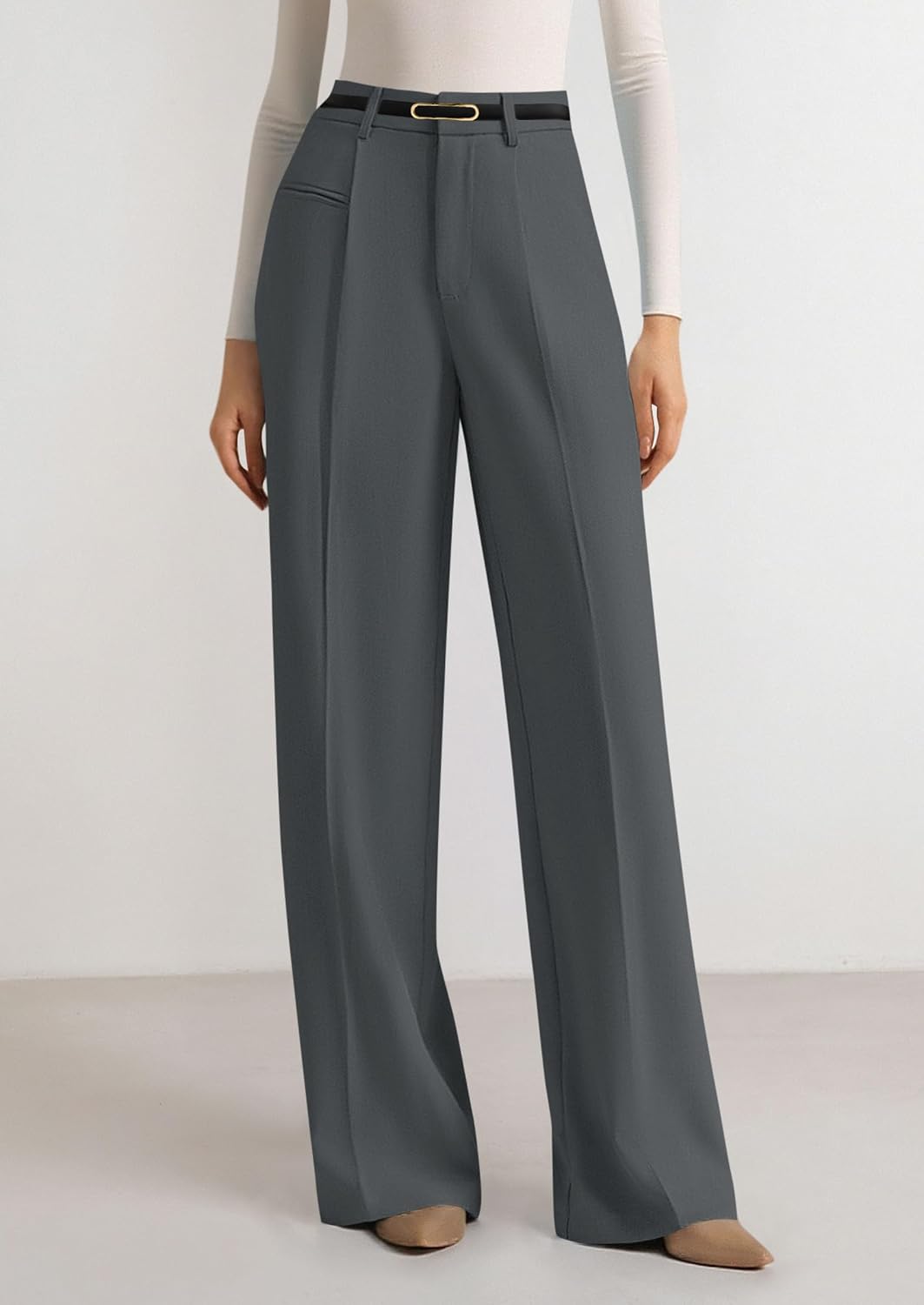 PRETTYGARDEN Womens Wide Leg Dress Pants 2026 Business Casual Flowy Work Palazzo Pants High Waisted Slacks Trousers thumbnail