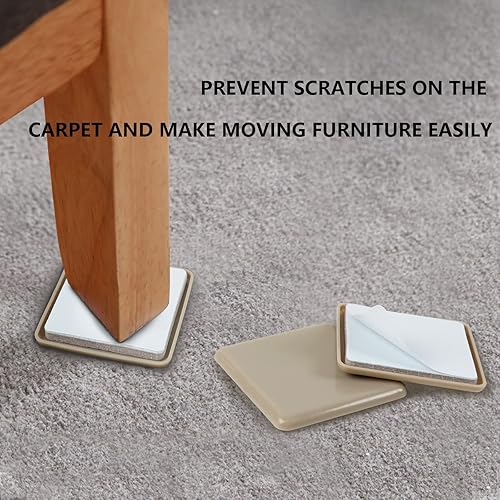 Miniatura 5 de Deslizadores de muebles autoadhesivos de 2.5 pulgadas, 16 deslizadores cuadrados para muebles, deslizadores de sillas autoadhesivos, deslizadores de